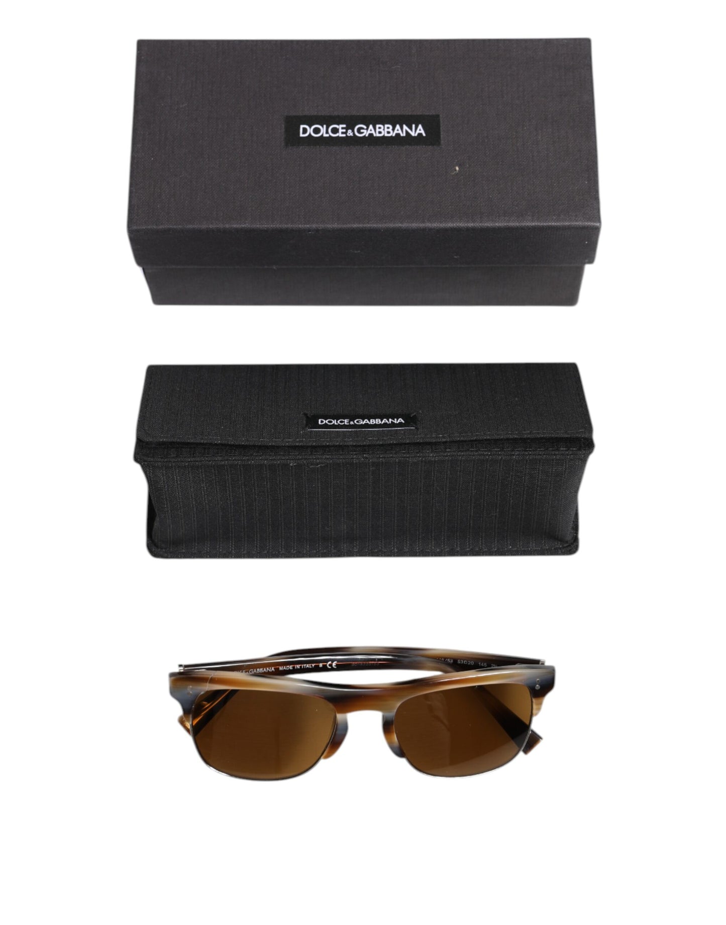 Dolce & Gabbana Braun gestreifte Acetat-Sonnenbrille DG4305 Eyewear