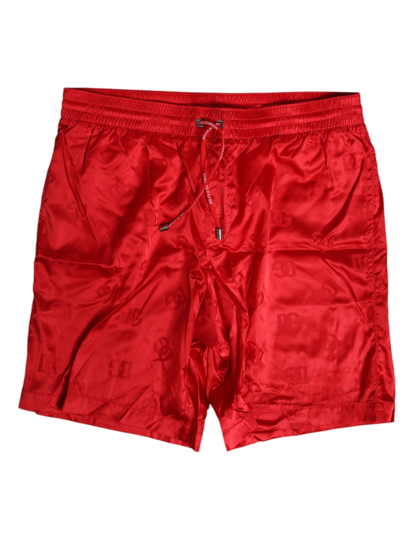 Dolce & Gabbana Rotes Nylon Kordelzug Beachwear Shorts Bademode