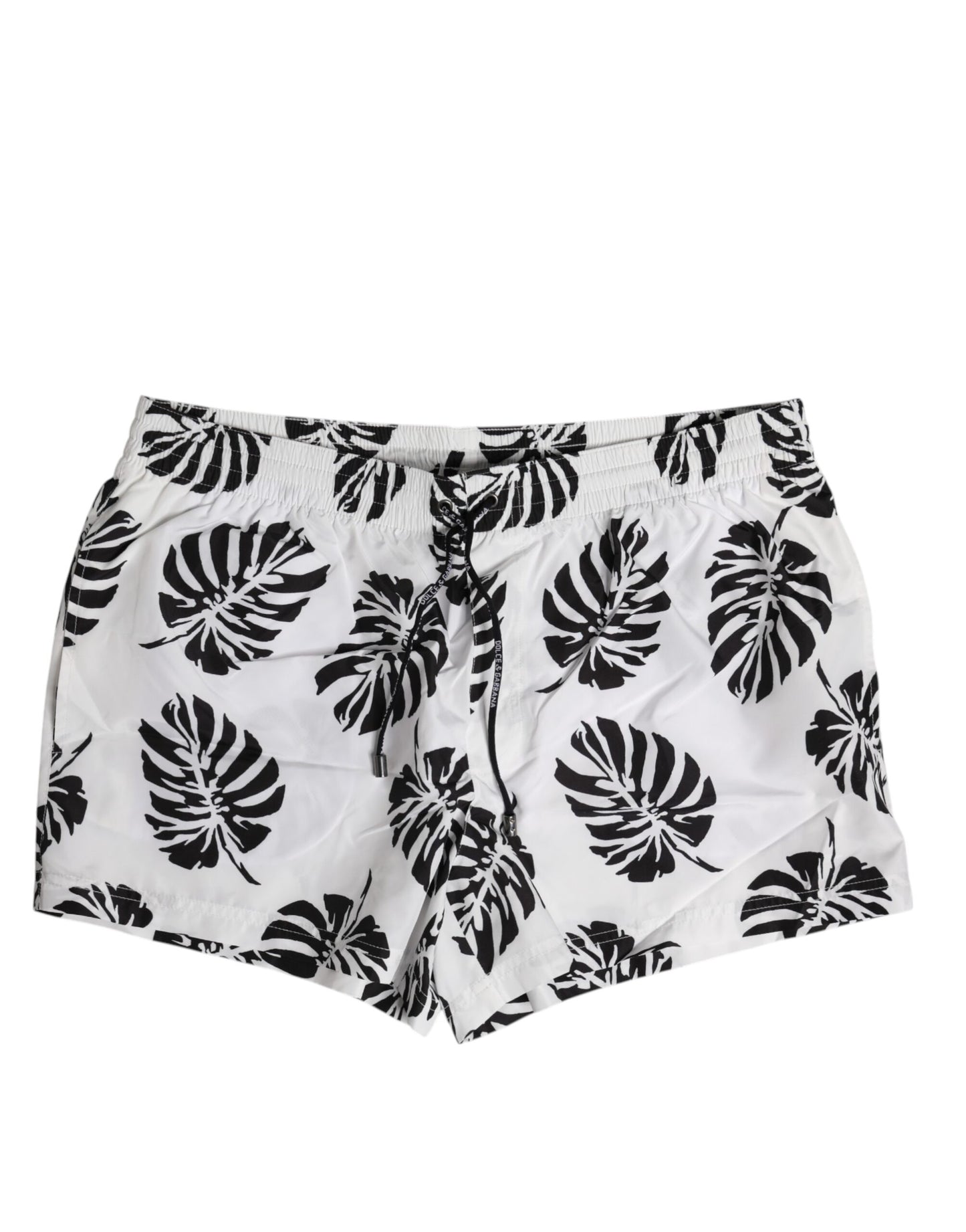 Dolce & Gabbana Weiß Schwarz Print Beachwear Shorts Bademode