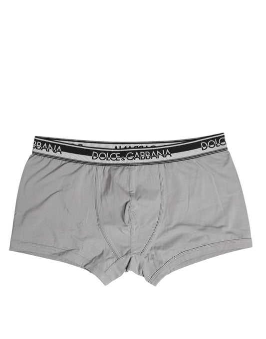 Dolce & Gabbana Graue Cotton Stretch Regular Boxer Unterwäsche