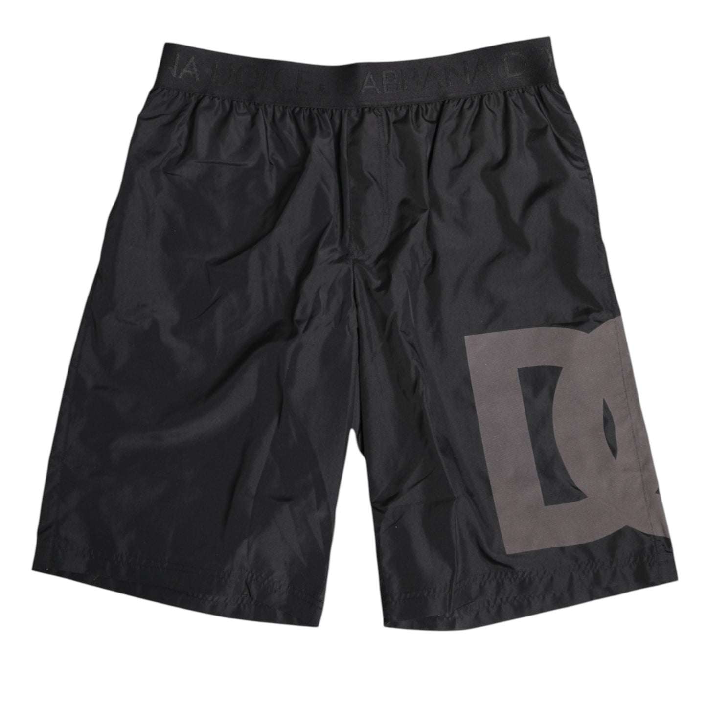 Dolce & Gabbana Schwarzer Logoprint Beachwear Männer Shorts Bademode