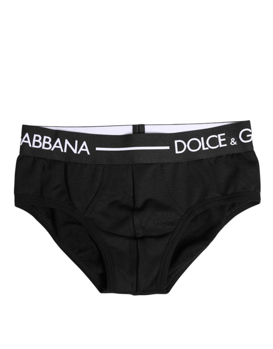 Dolce & Gabbana Schwarzer Cotton Stretch Regular Slip Unterwäsche