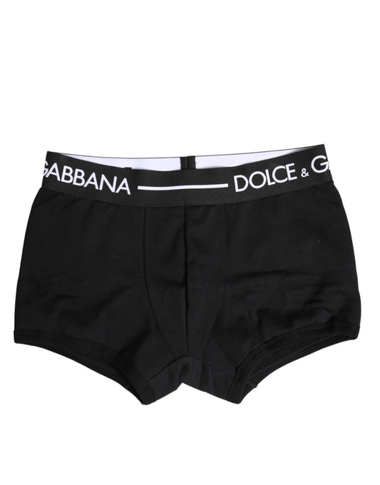 Dolce & Gabbana Schwarze Cotton Stretch Regular Boxer Unterwäsche