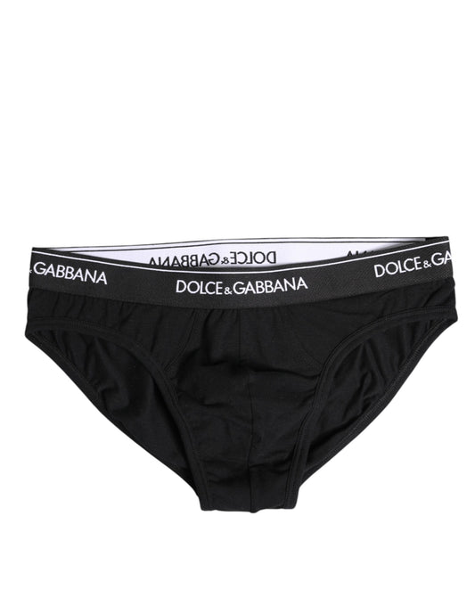 Dolce & Gabbana Schwarzer Cotton Stretch Regular Slip Unterwäsche