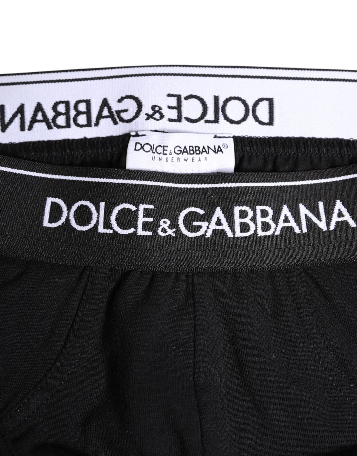 Dolce & Gabbana Schwarzer Cotton Stretch Regular Slip Unterwäsche