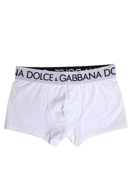 Dolce & Gabbana Weiße Cotton Stretch Regular Boxer Unterwäsche