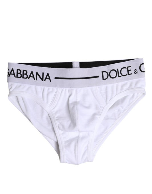 Dolce & Gabbana Weißer Baumwoll-Stretch-Slip Regular Unterwäsche