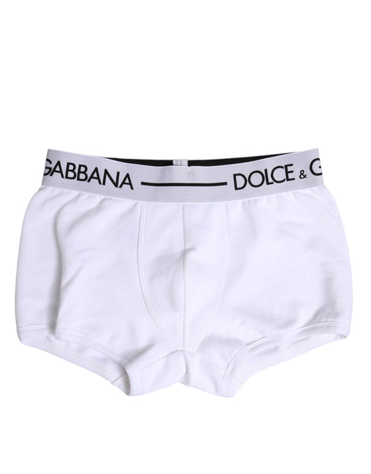 Dolce & Gabbana Weiße Cotton Stretch Regular Boxer Unterwäsche