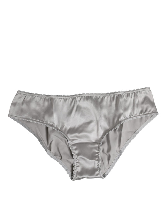 Dolce & Gabbana Graue Seiden-Stretch-Unterteile mit niedriger Taille Panty Unterwäsche