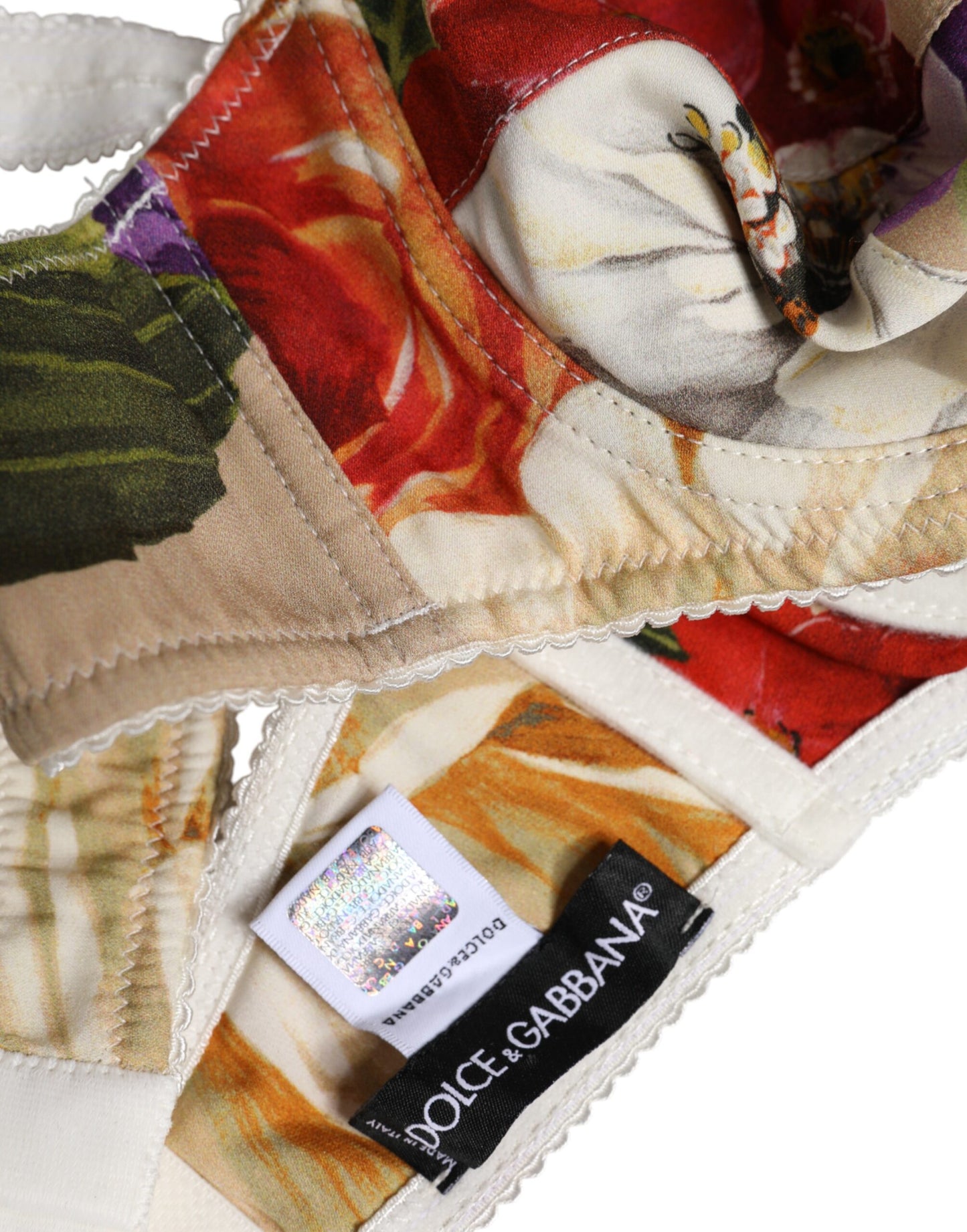 Dolce & Gabbana Beige Floral Balconcino Bügel-BH Unterwäsche