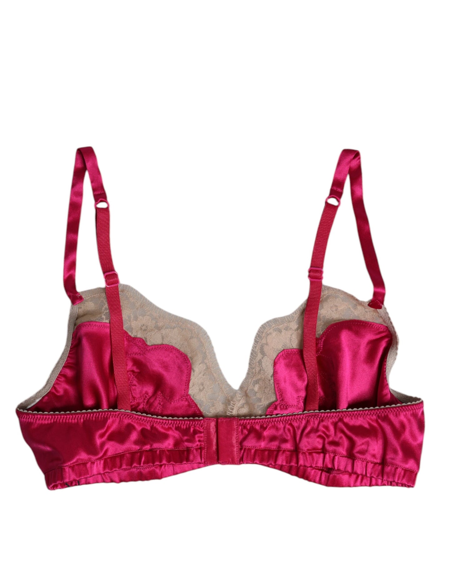 Dolce & Gabbana Magenta Floral Lace Silk Non Wire BH Unterwäsche