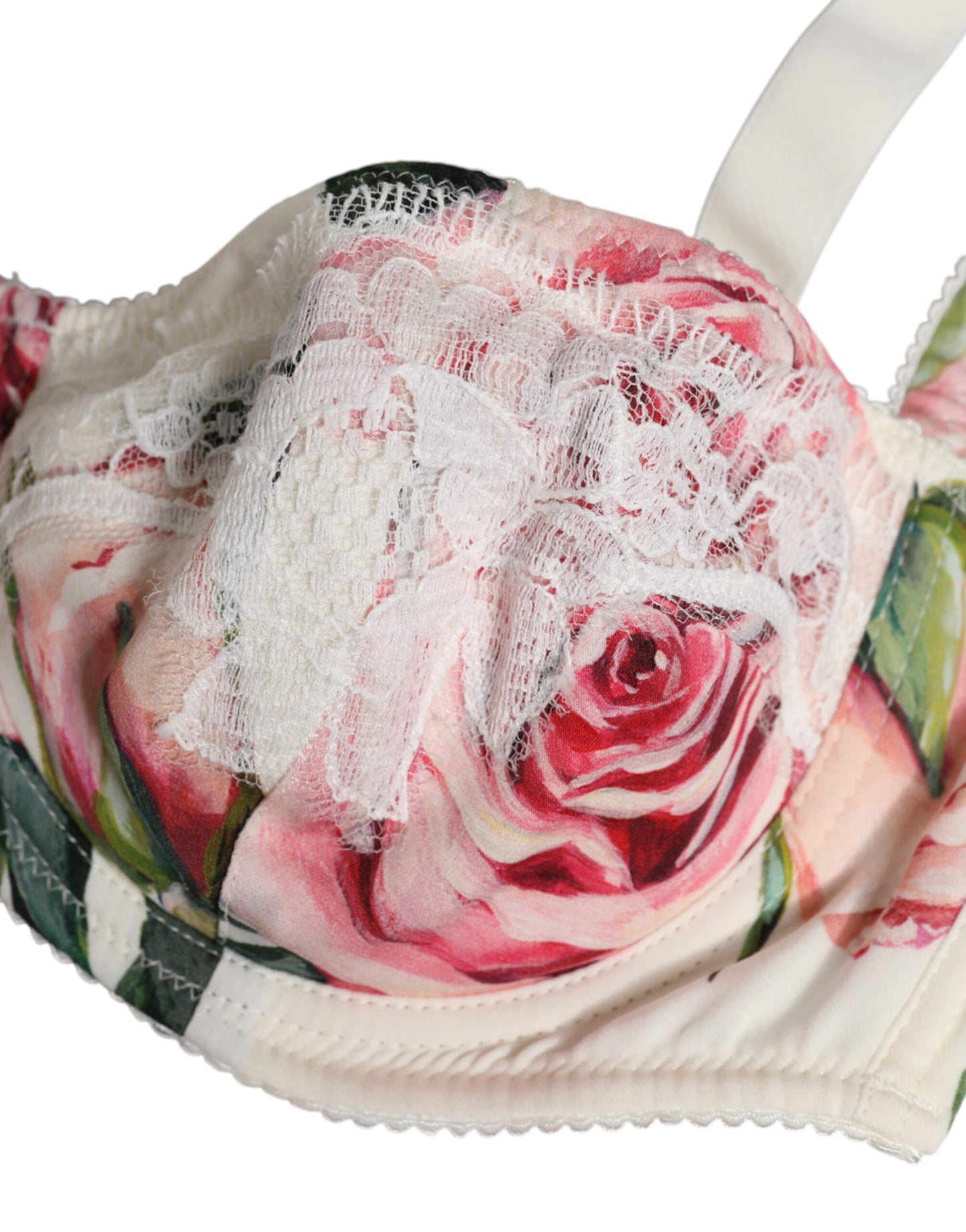 Dolce & Gabbana Weißer geblümter Balconette-BH mit Bügeln Unterwäsche