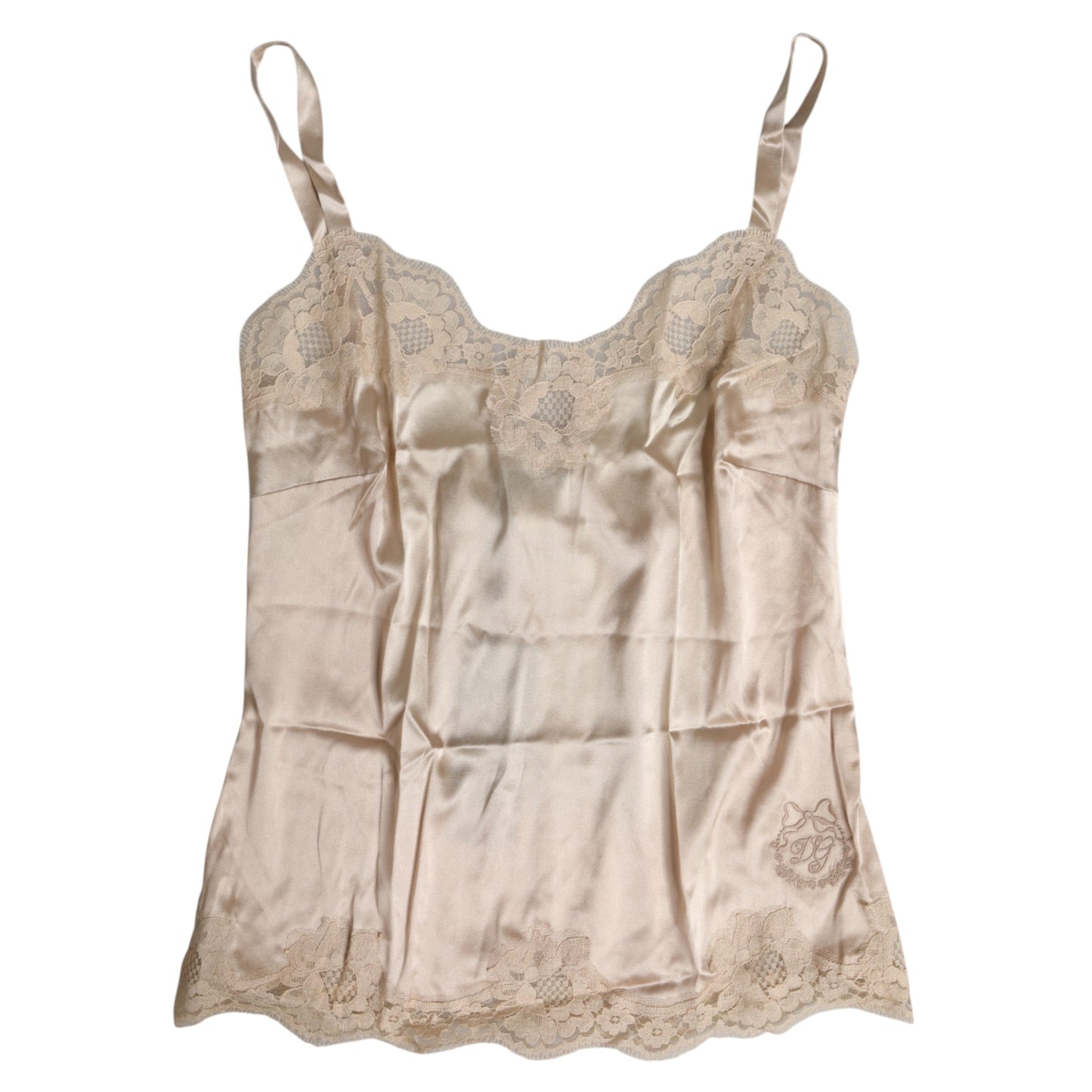 Dolce & Gabbana Beige Spitze Seide Satin Tank Dessous Unterwäsche