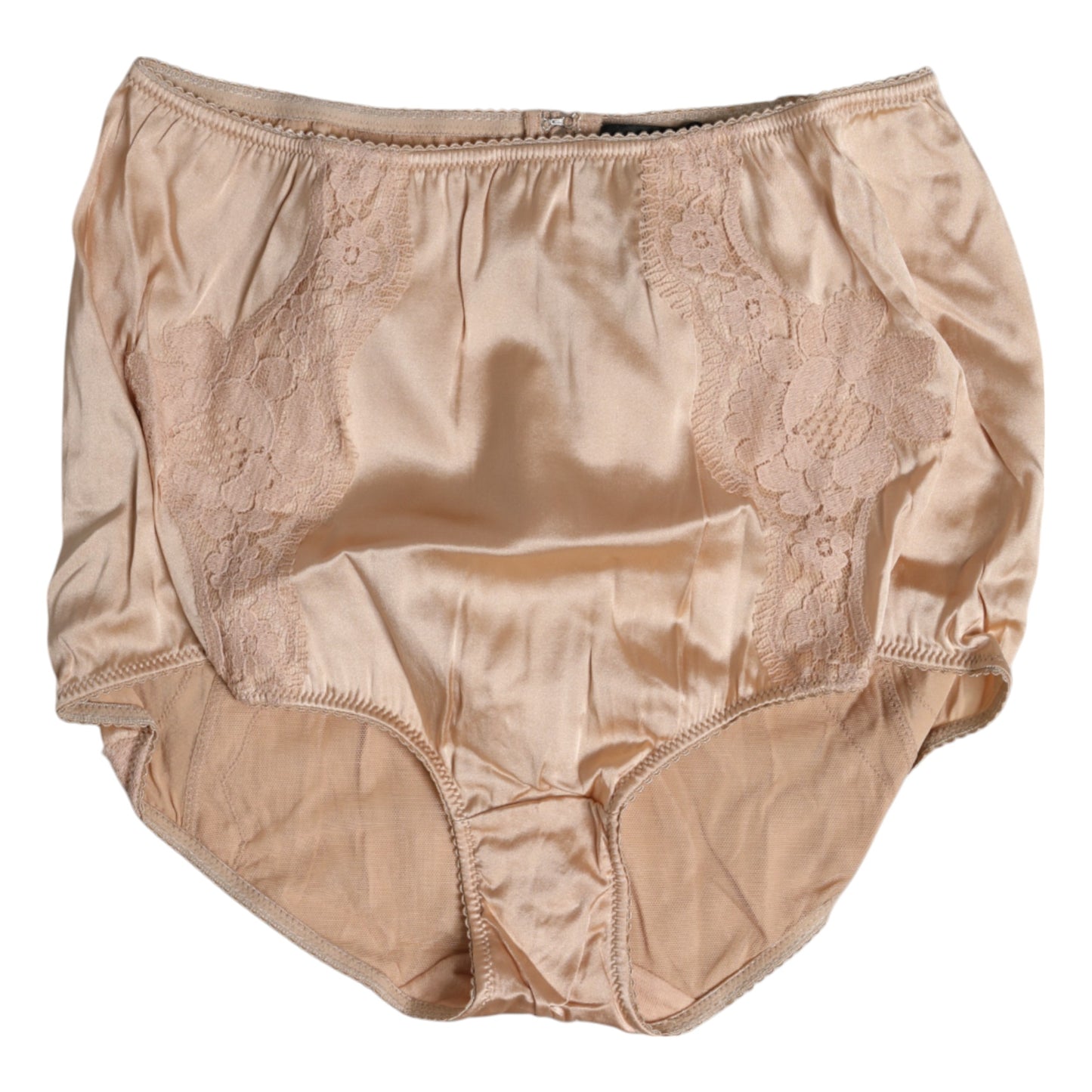 Dolce & Gabbana Beige Seidenspitze Hohe Taille Bikini Panty Unterwäsche