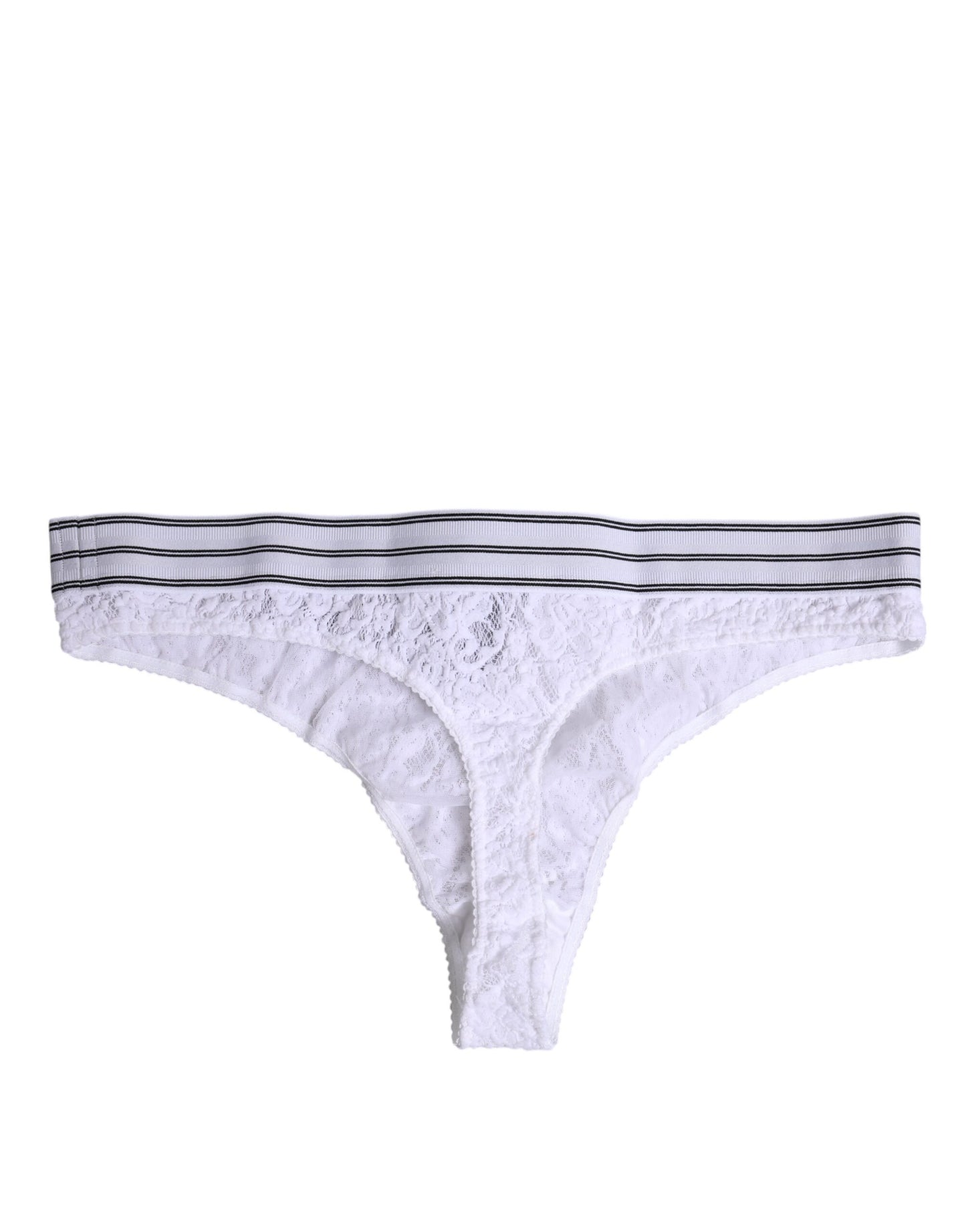 Dolce & Gabbana Weißes Nylon Floral Lace Bottom Panty Unterwäsche