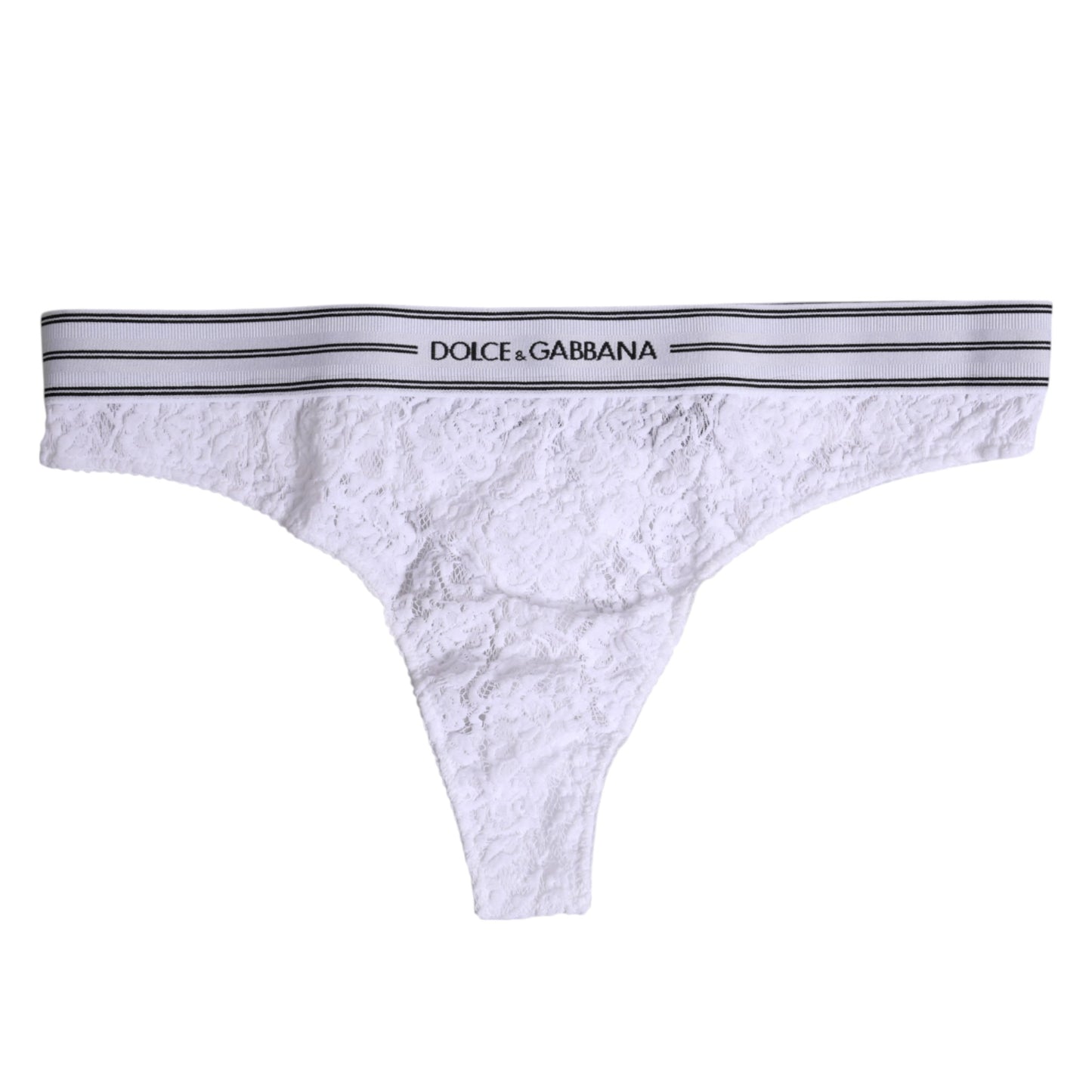 Dolce & Gabbana Weißes Nylon Floral Lace Bottom Panty Unterwäsche