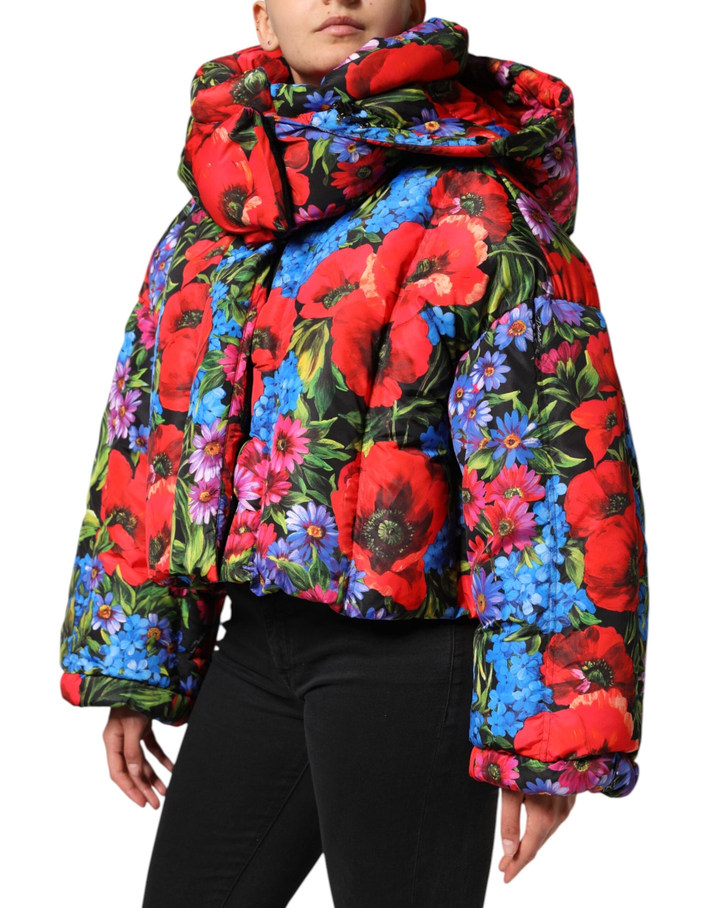 Dolce & Gabbana Multicolor Floral Kapuzenpullimantel Jacke