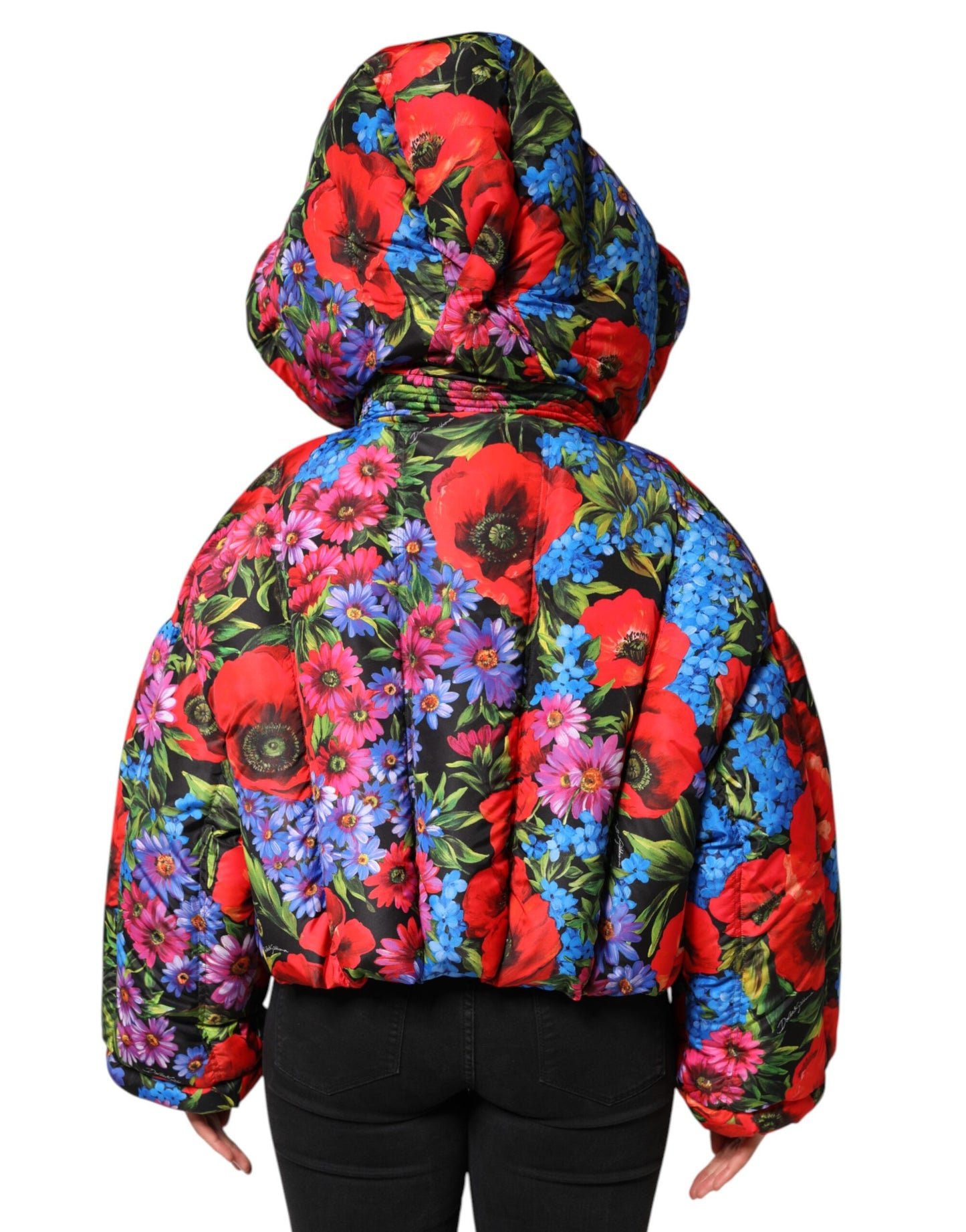 Dolce & Gabbana Multicolor Floral Kapuzenpullimantel Jacke
