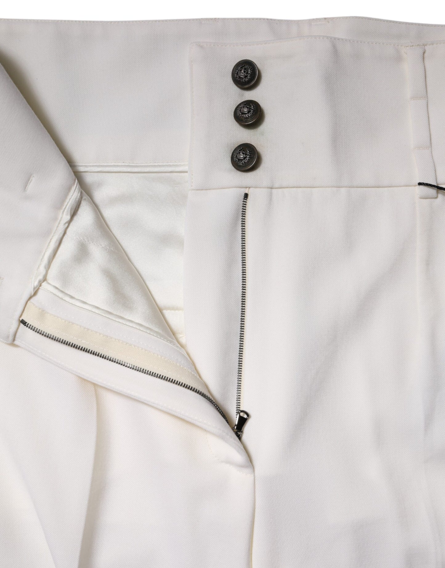 Dolce & Gabbana Weiße taillierte Hose aus Wolle mit hoher Taille