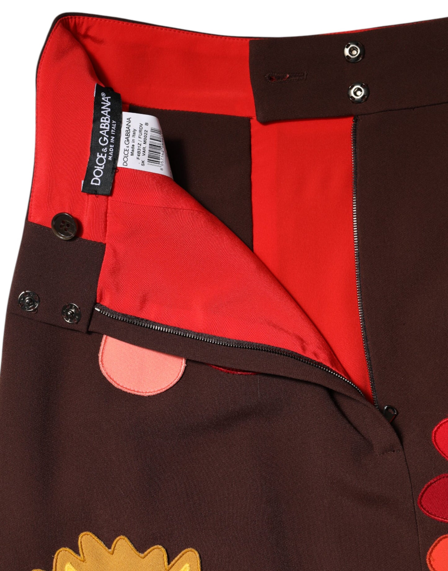 Dolce & Gabbana Brauner floraler Rock mit hoher Taille und seitlichem Schlitz