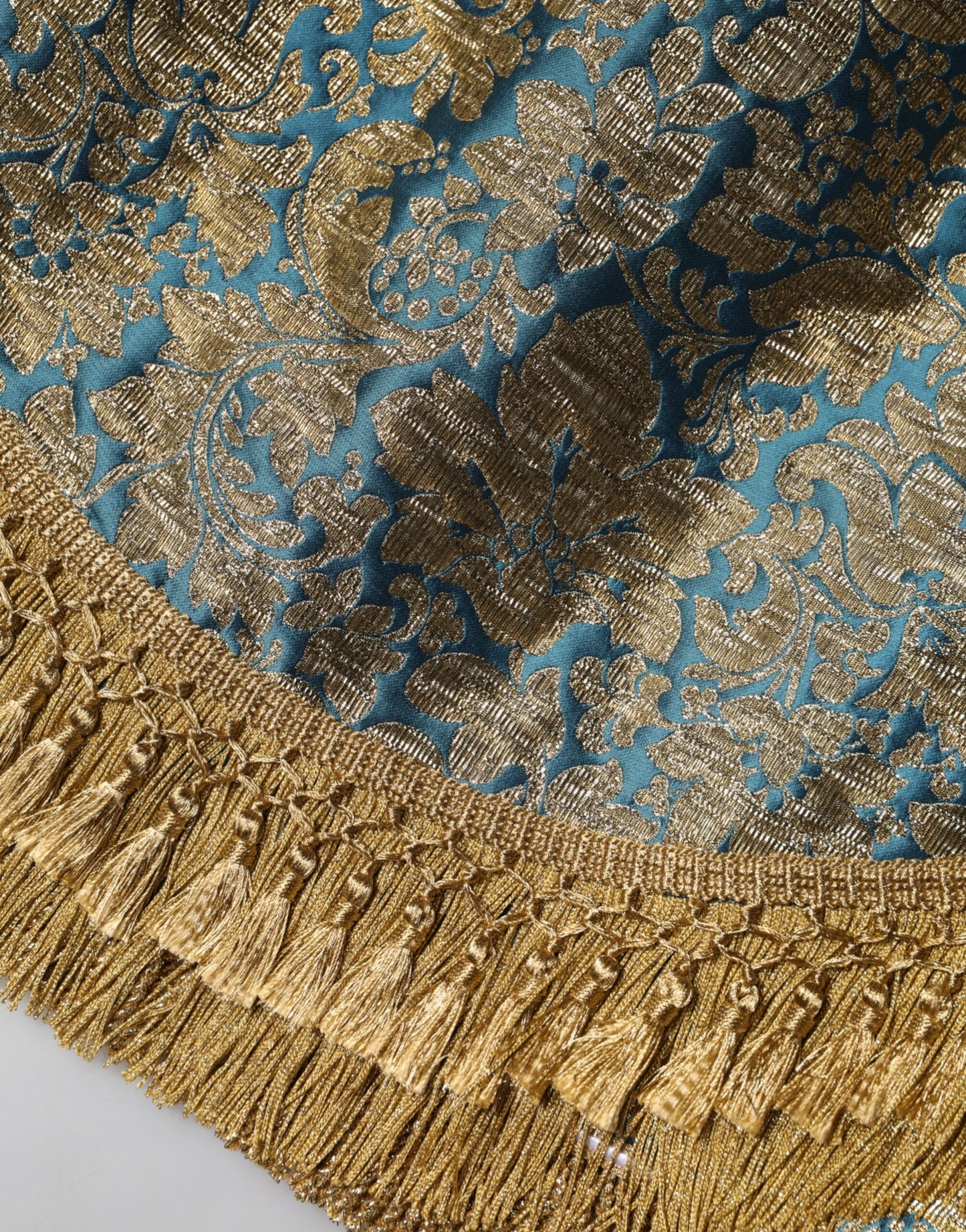 Dolce & Gabbana Blauer geblümter Jacquard-Minirock mit Quasten