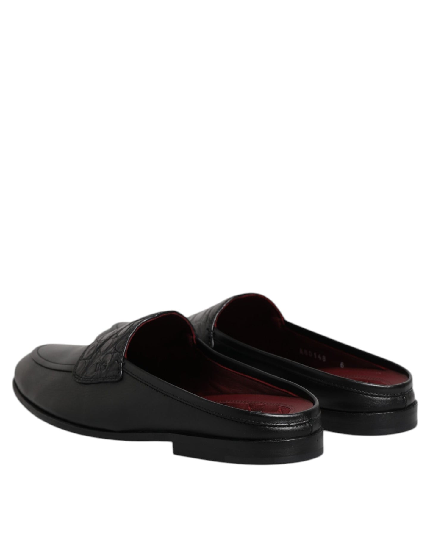 Dolce & Gabbana Schwarze Kalbsleder Slipper Schuhe