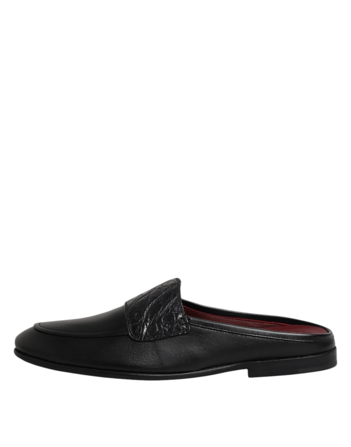 Dolce & Gabbana Schwarze Kalbsleder Slipper Schuhe