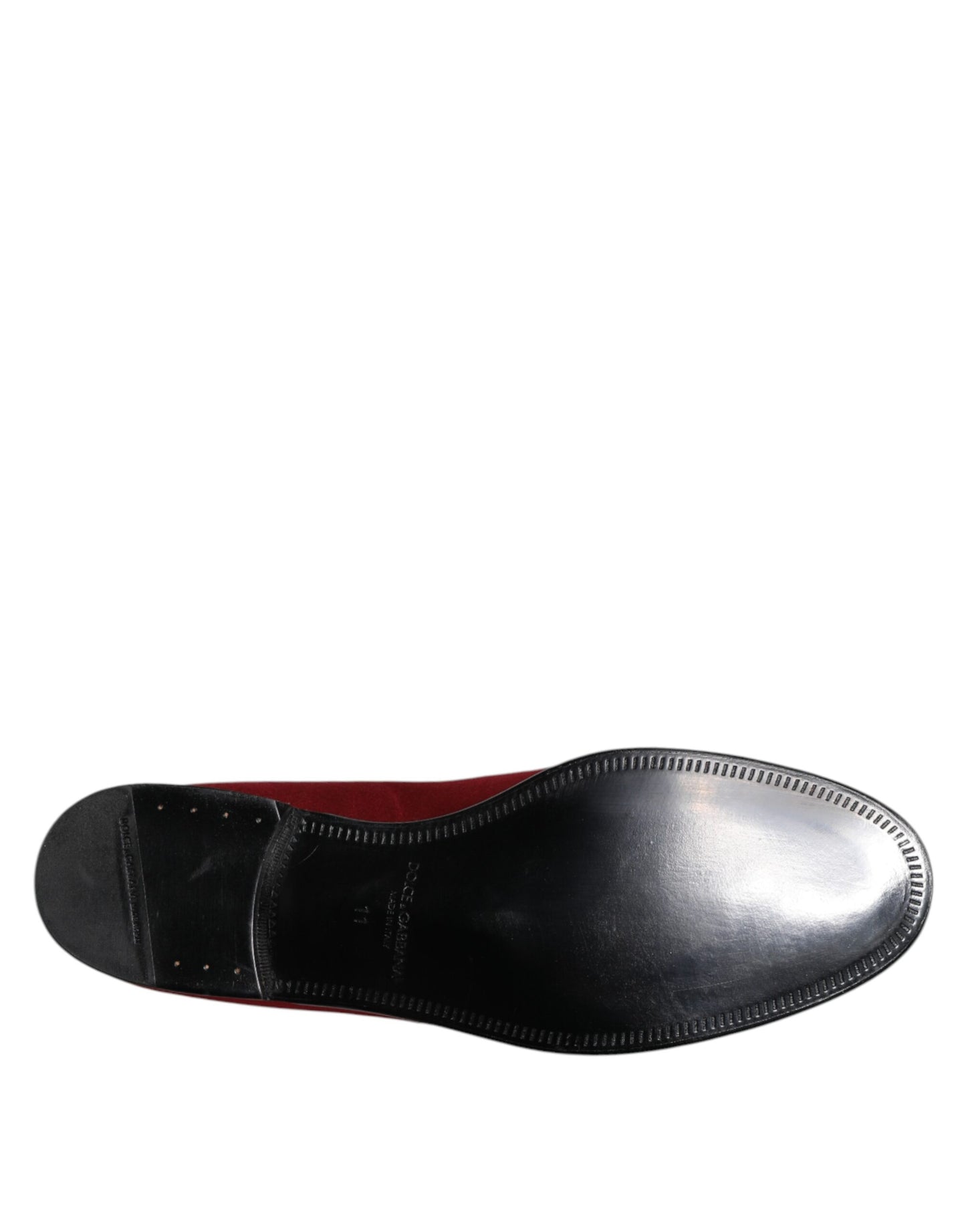 Dolce & Gabbana Rot Samt Slip On Loafers Formelle Schuhe