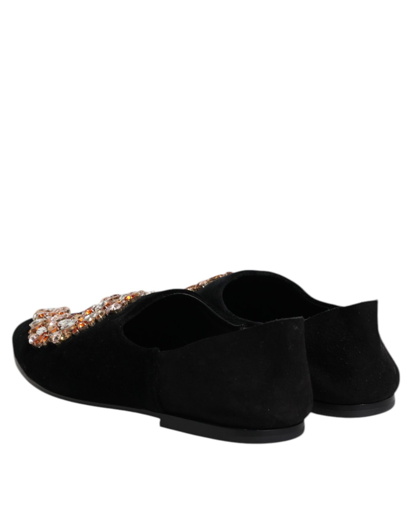 Dolce & Gabbana Schwarzer Samt verschönert Loafer Slip On Schuhe
