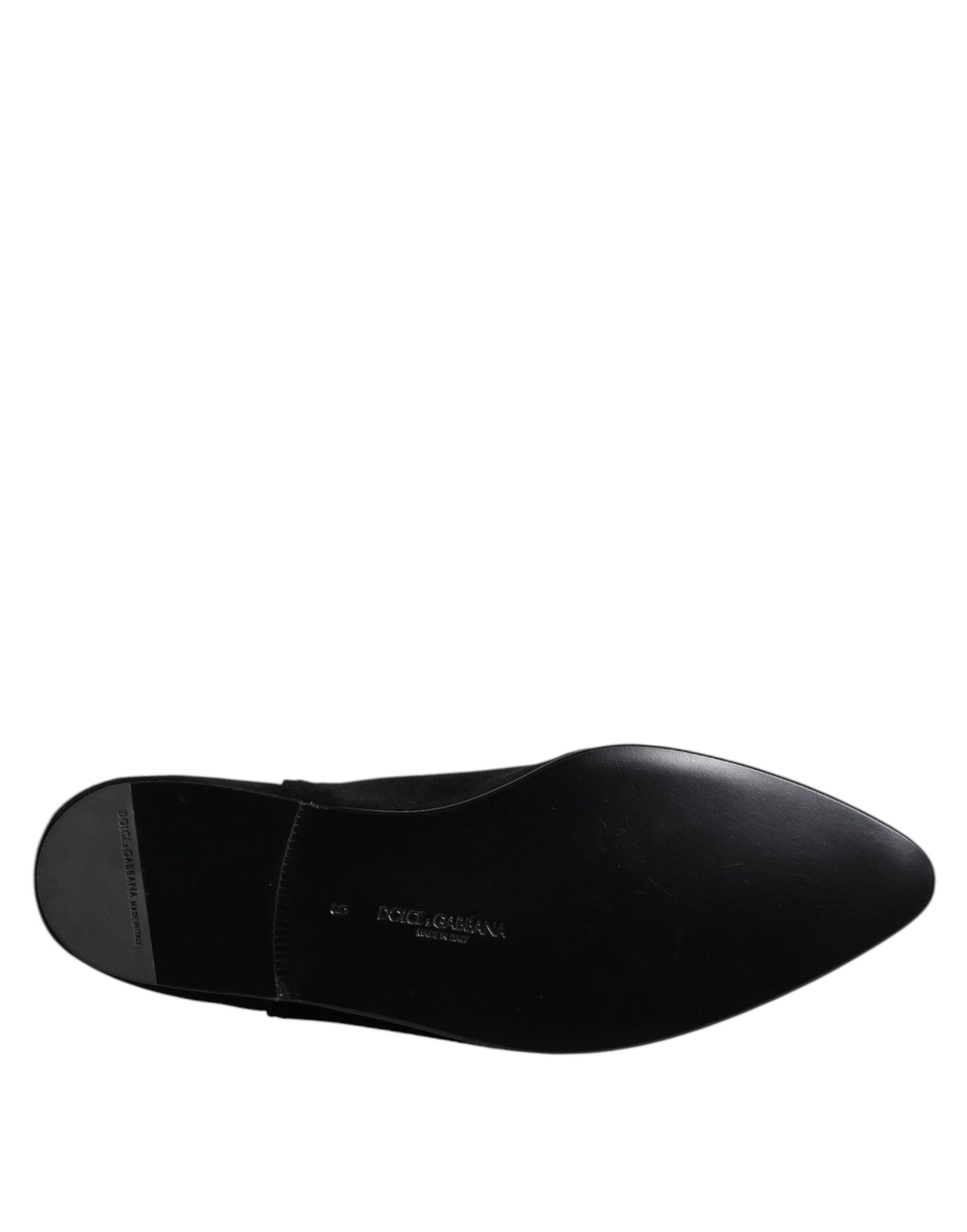 Dolce & Gabbana Schwarzer Samt verschönert Loafer Slip On Schuhe