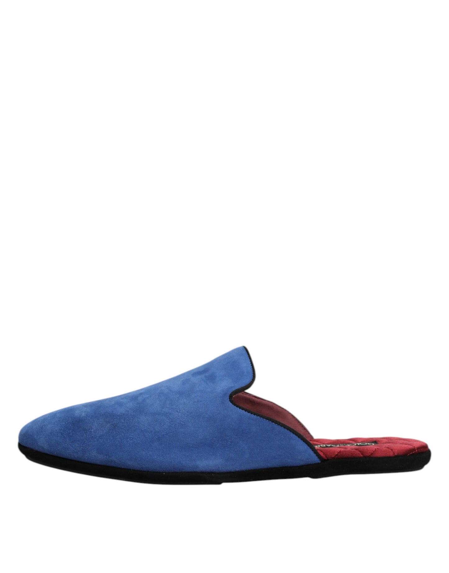 Dolce & Gabbana Blaue Wildleder Capra Slides Flache Slipper Schuhe