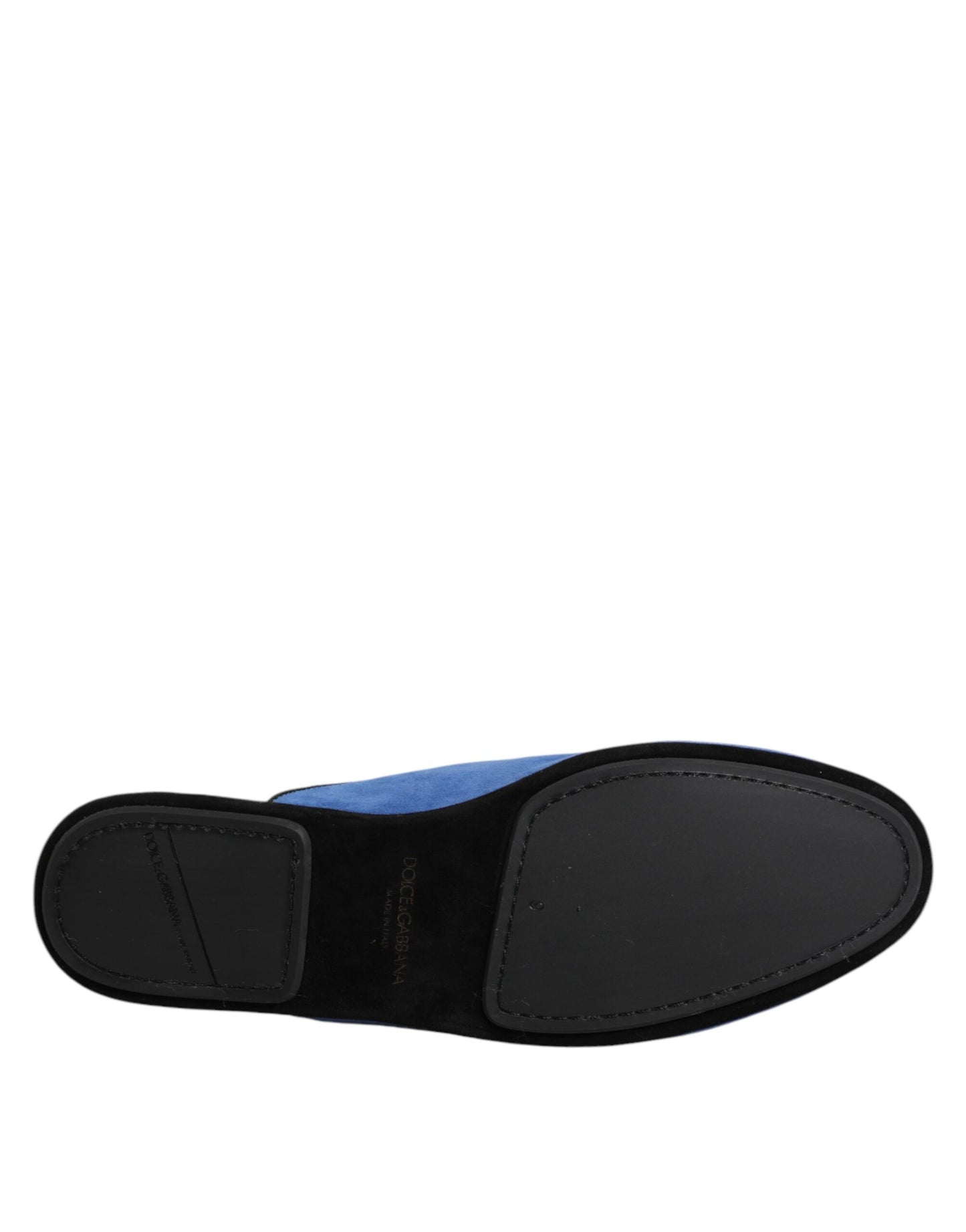 Dolce & Gabbana Blaue Wildleder Capra Slides Flache Slipper Schuhe