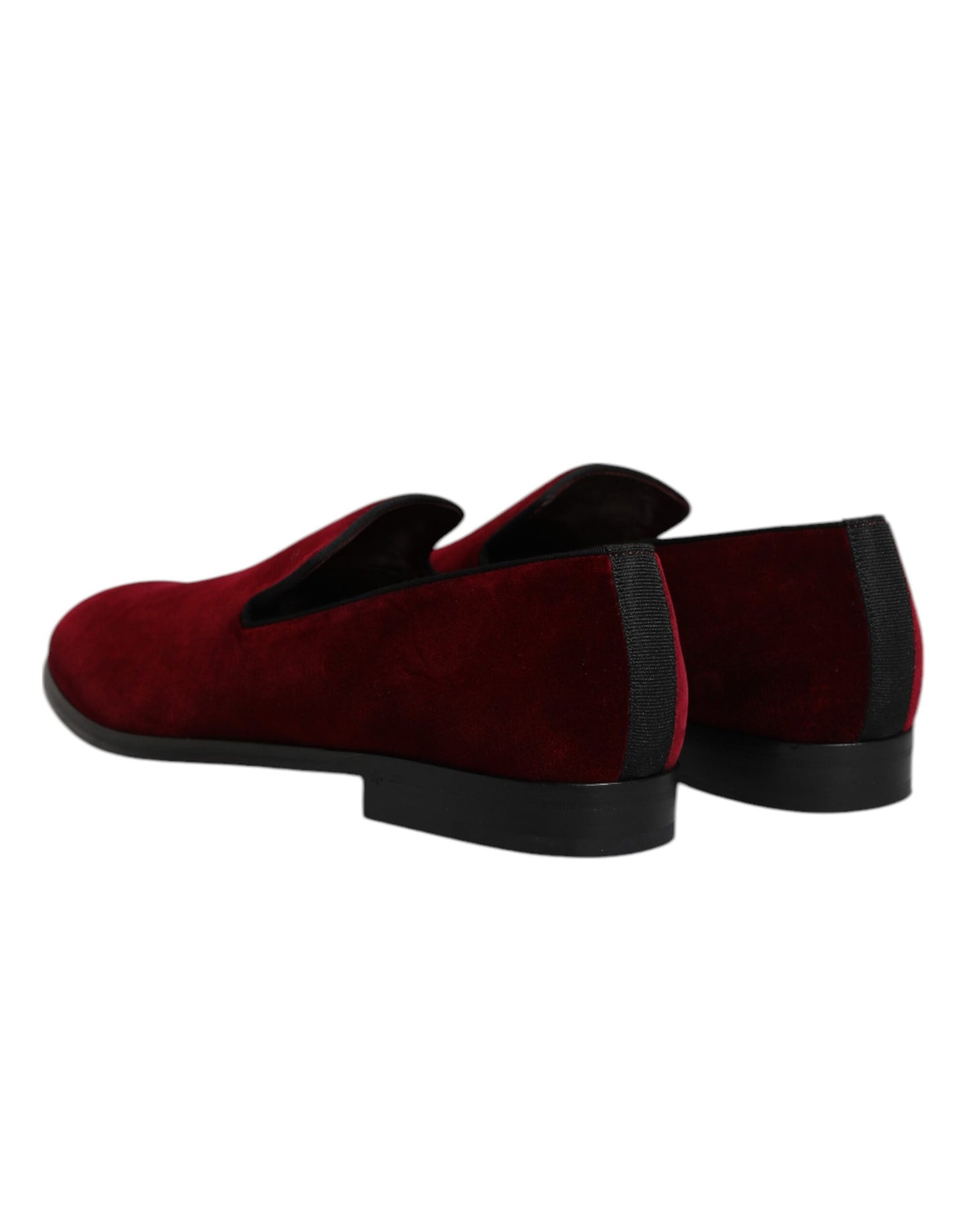Dolce & Gabbana Rote Baumwolle Samt Slip On Loafers Formelle Schuhe