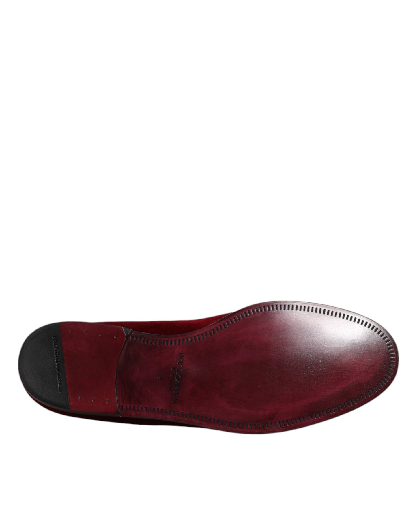 Dolce & Gabbana Rote Baumwolle Samt Slip On Loafers Formelle Schuhe