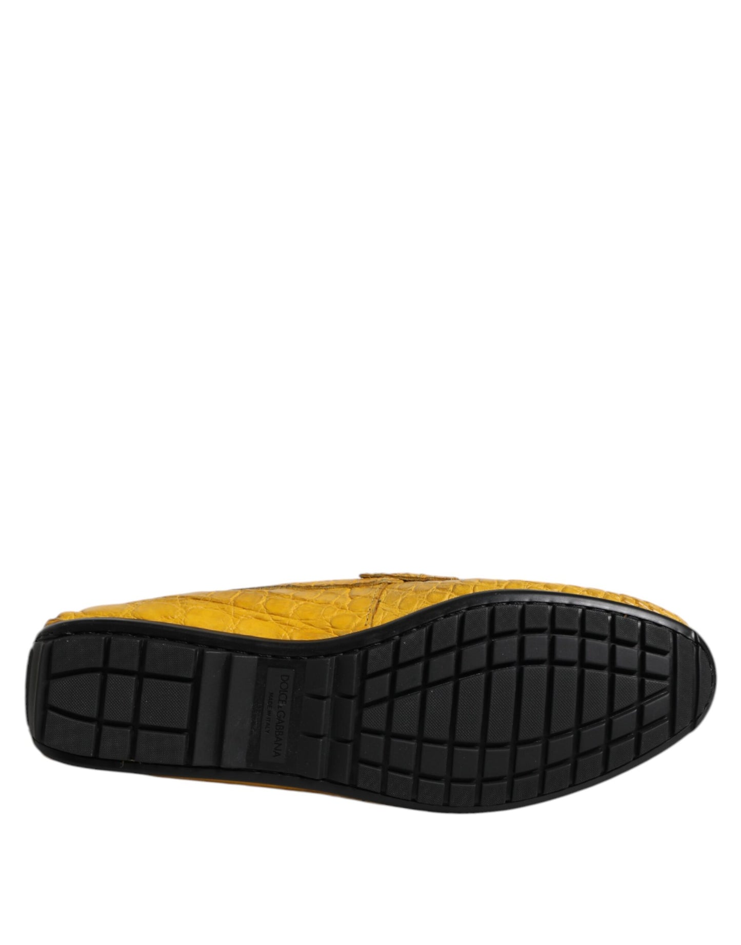 Dolce & Gabbana Gelbe Exotische Leder Loafers Slip On Schuhe