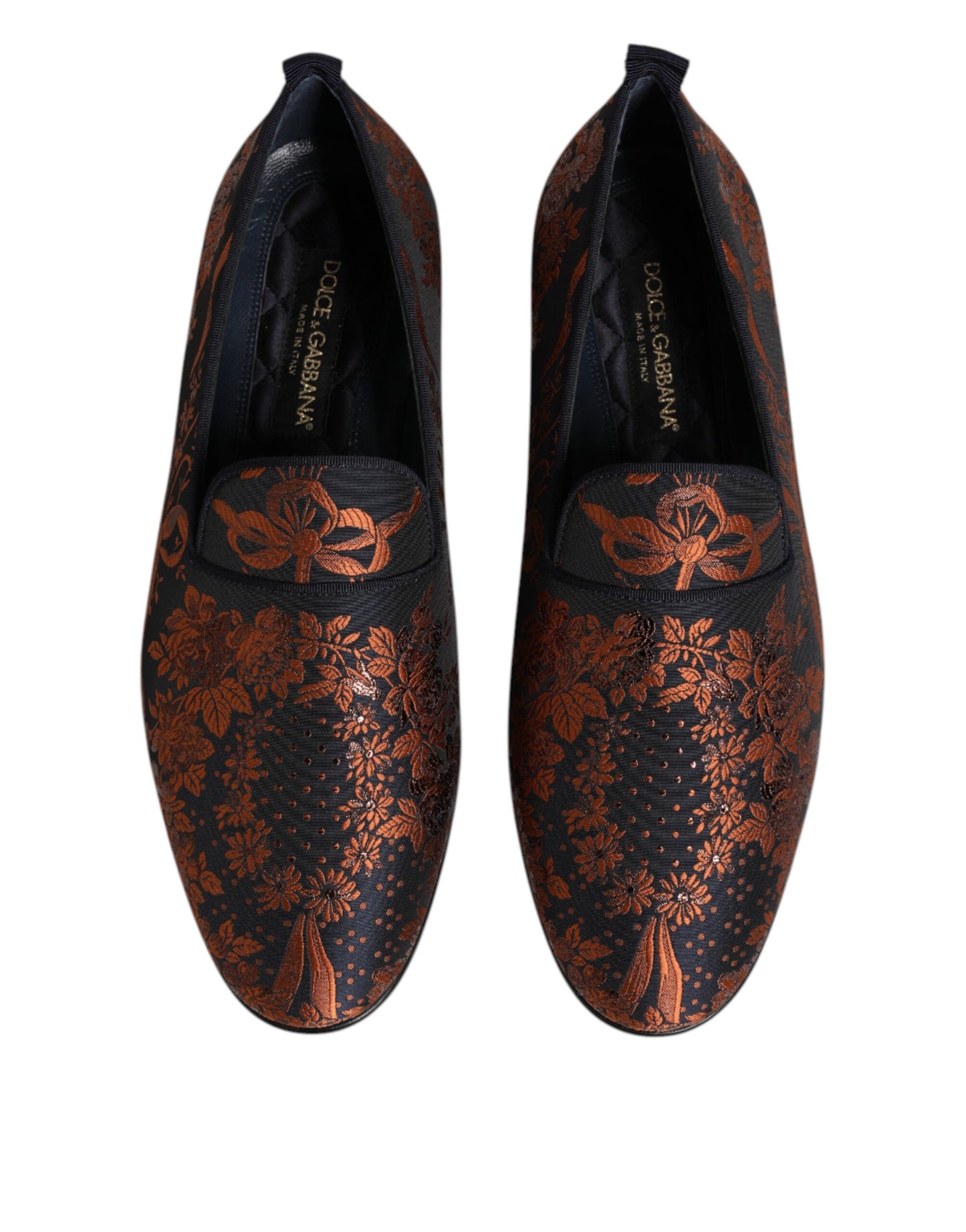 Dolce & Gabbana Schwarze Jacquard Polyester Slipper Schuhe