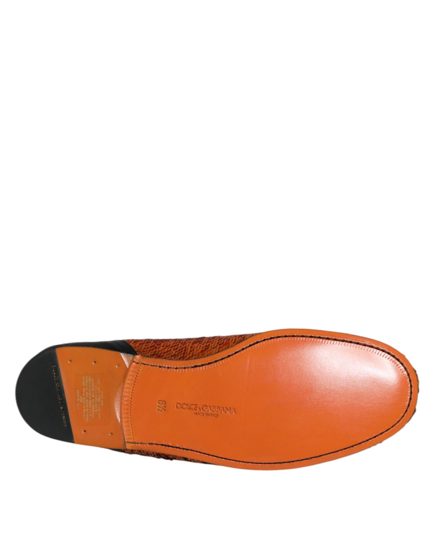 Dolce & Gabbana Orange Pailletten verschönert Männer Loafers Schuhe