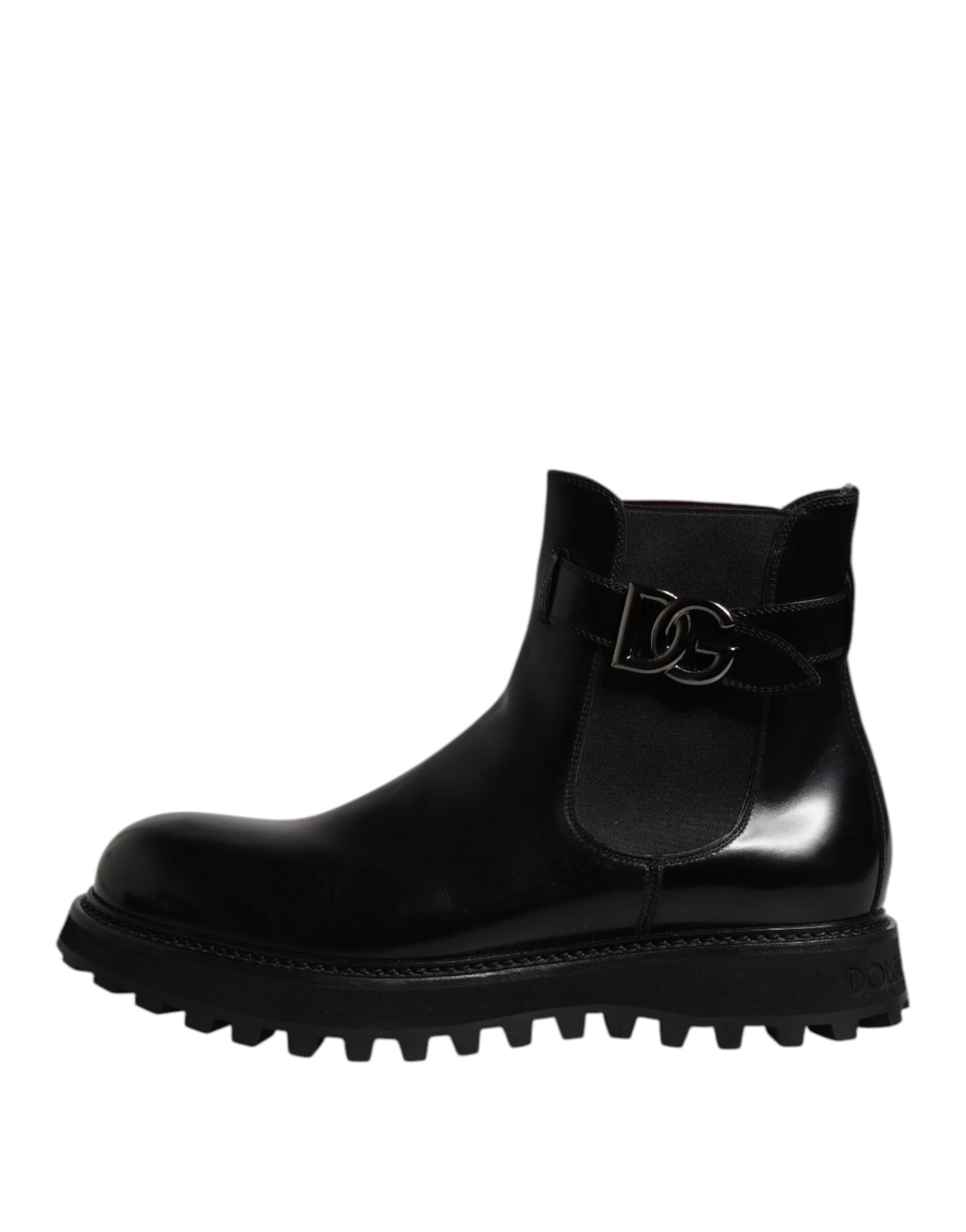 Dolce & Gabbana Schwarzer Gürtel DG Logo Herren Chelsea Boots Schuhe