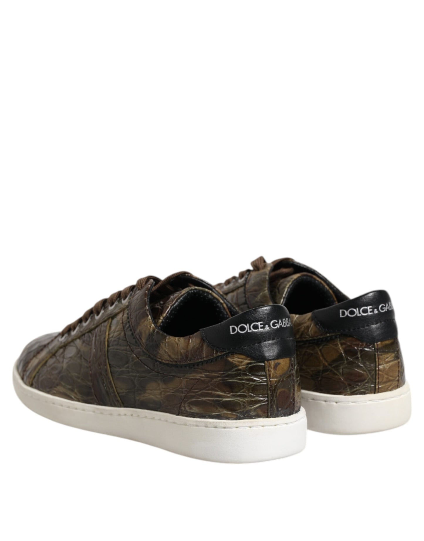 Dolce & Gabbana Braune Exotische Leder Low Top Sneakers Schuhe