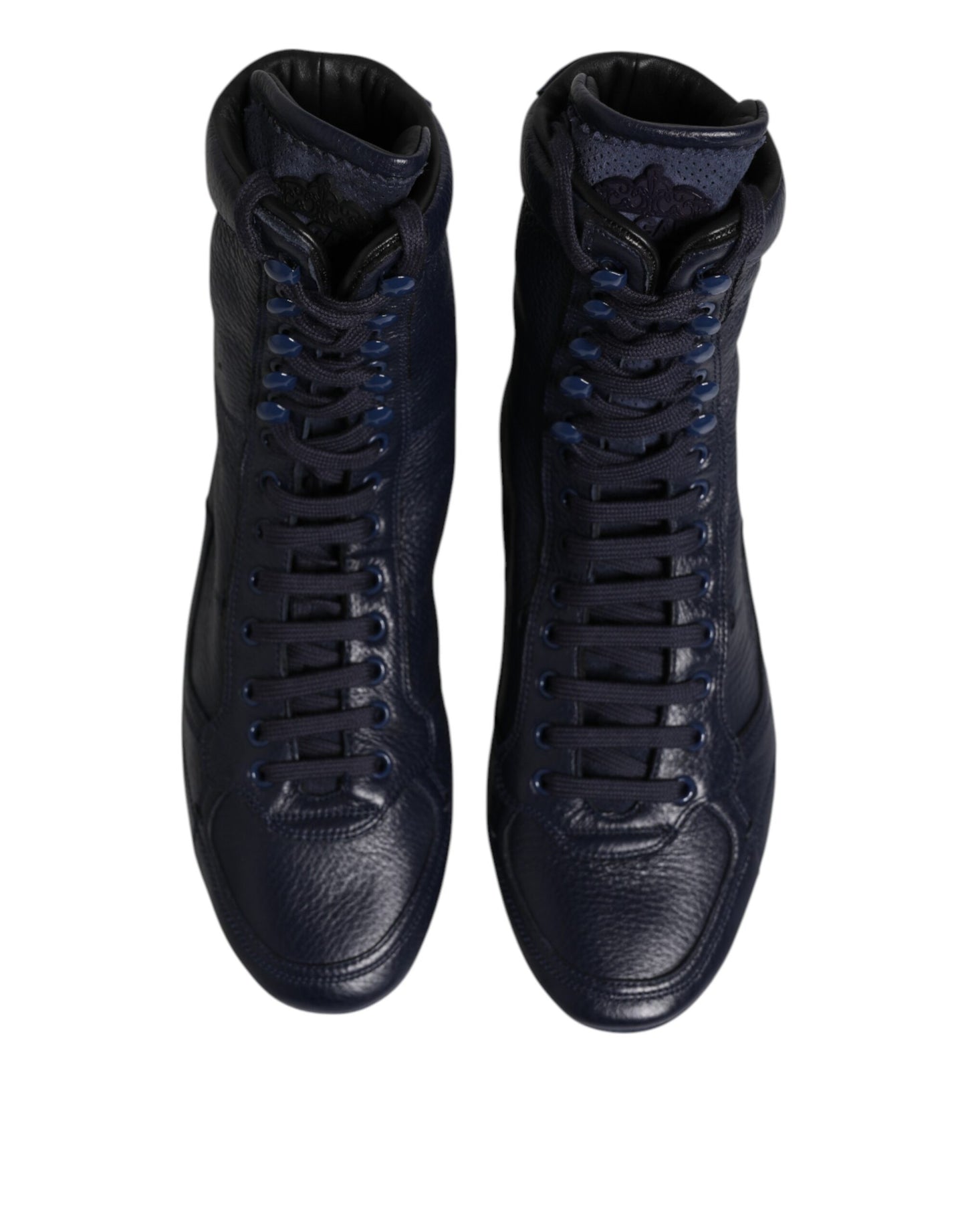 Dolce & Gabbana Dunkelblau Leder KING High Top Sneakers Schuhe