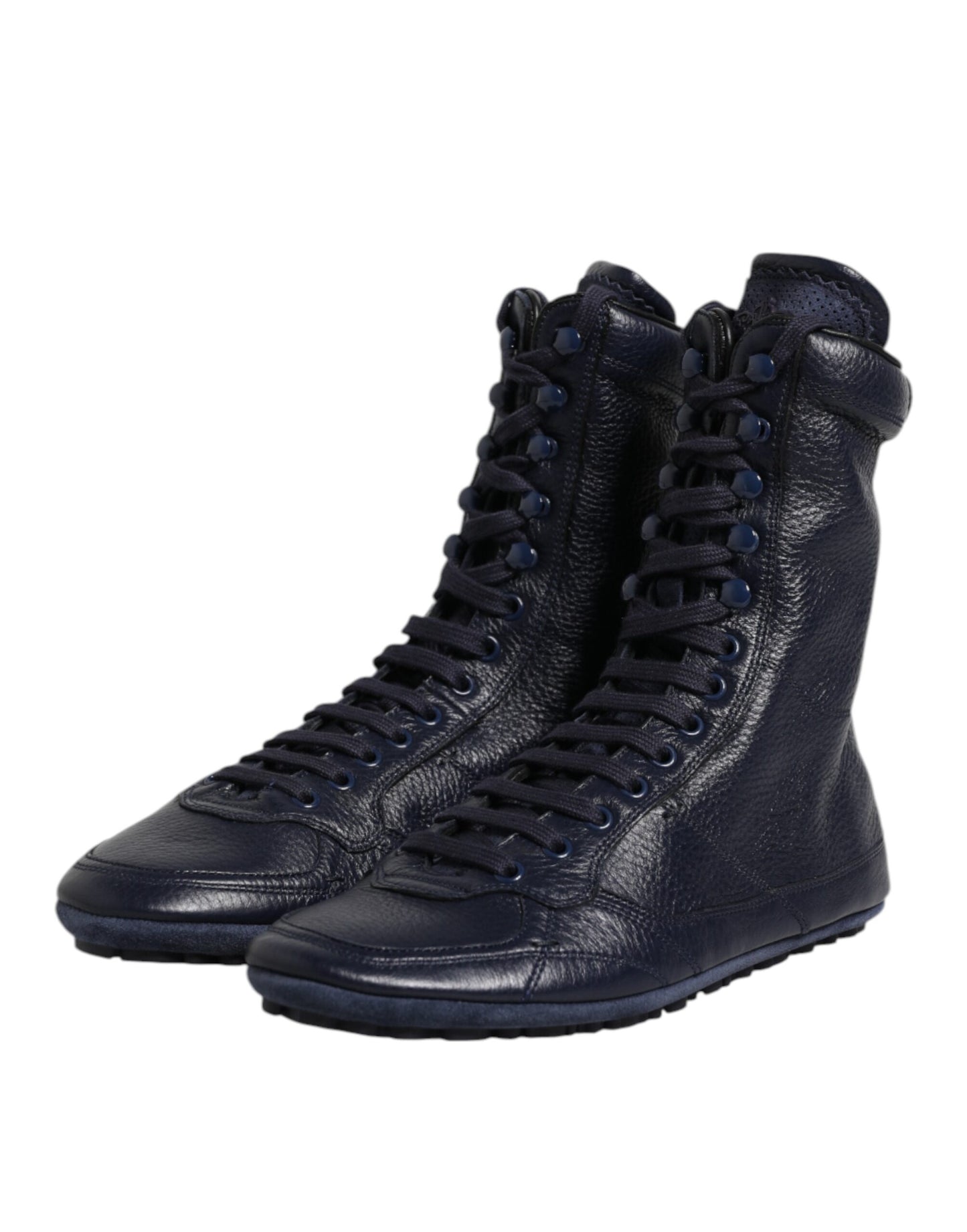 Dolce & Gabbana Dunkelblau Leder KING High Top Sneakers Schuhe