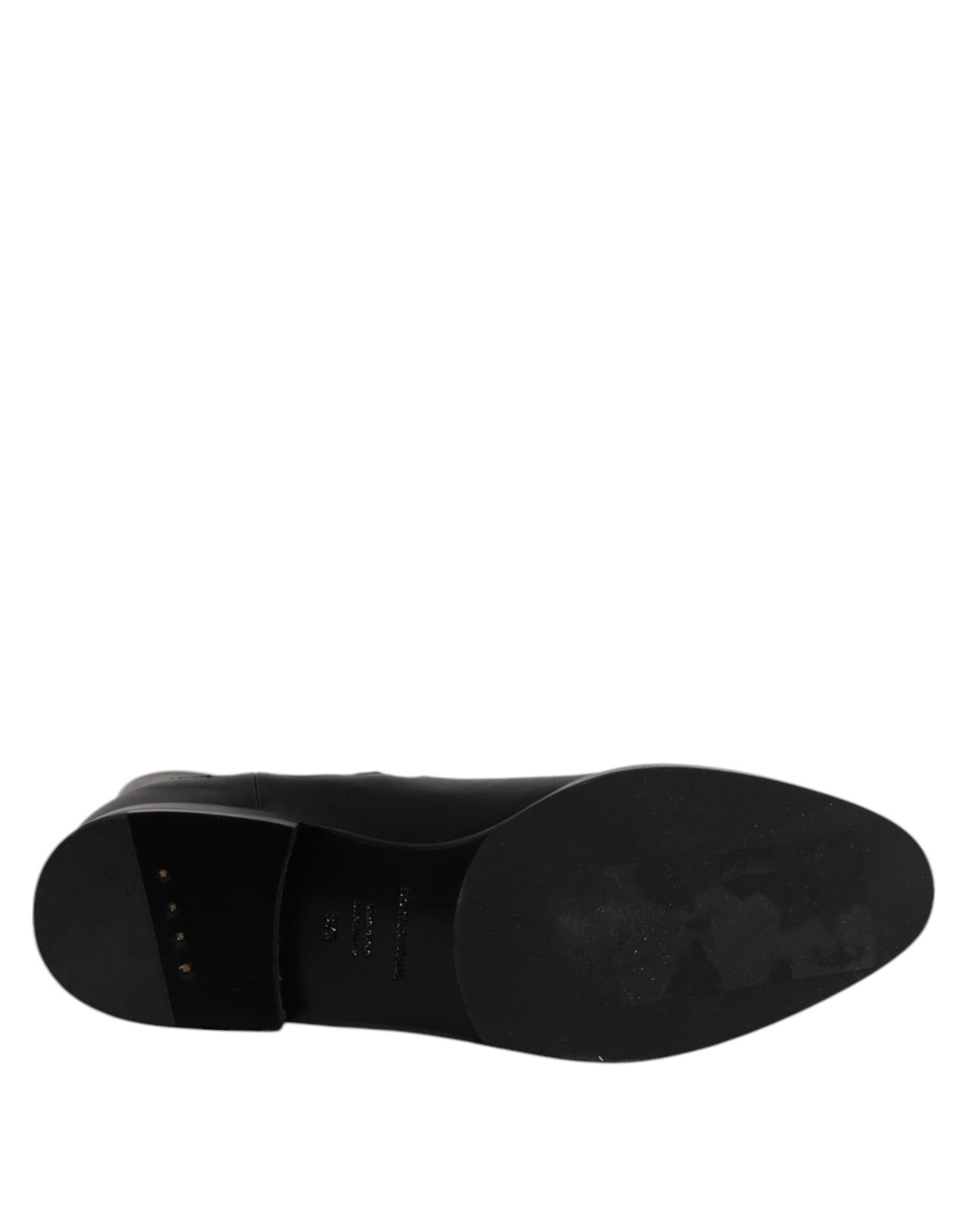Dolce & Gabbana Schwarzes Leder Flats Logo Kurze Stiefel Schuhe