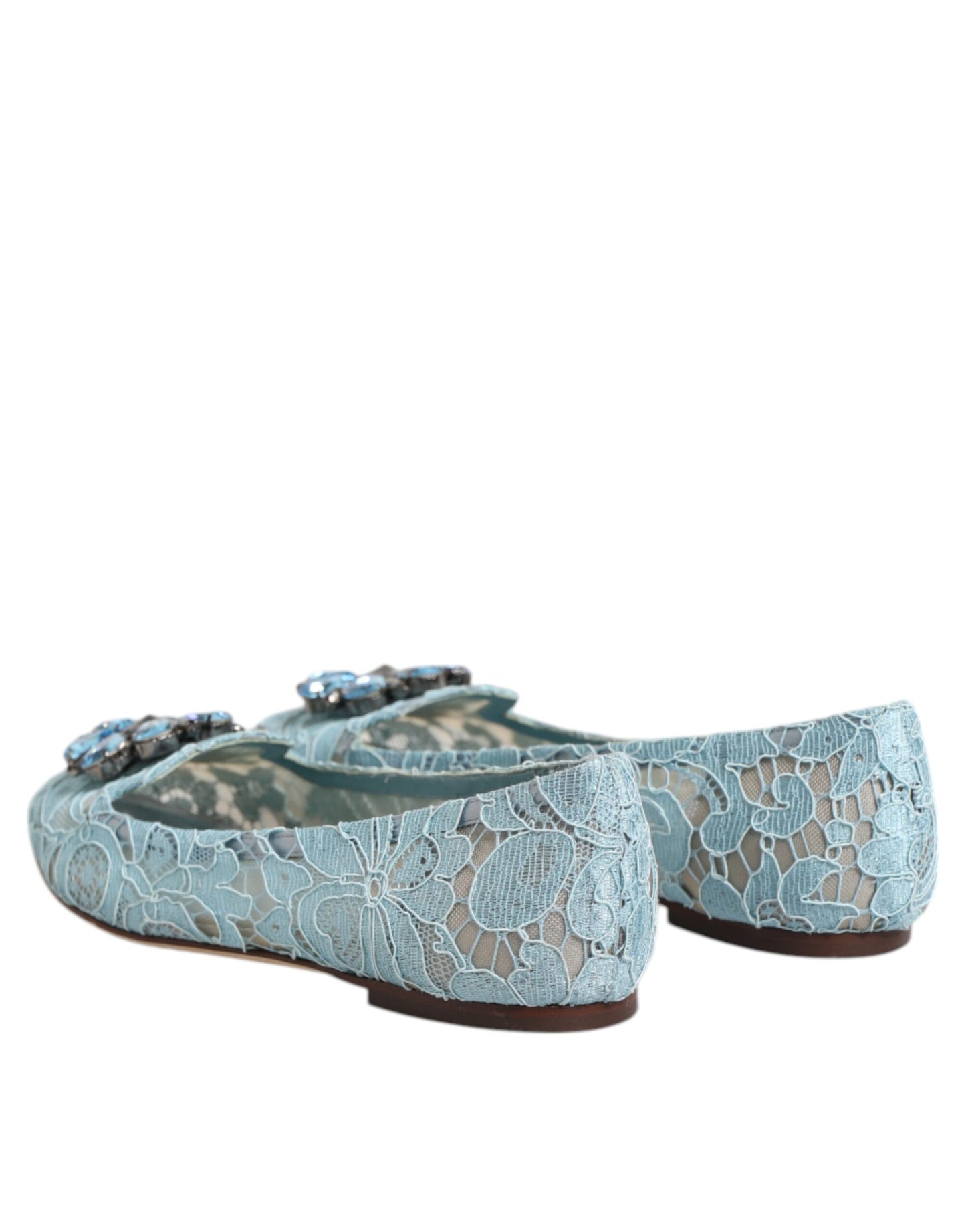 Dolce & Gabbana Blau Spitze Kristall Ballett Flats Loafers Schuhe