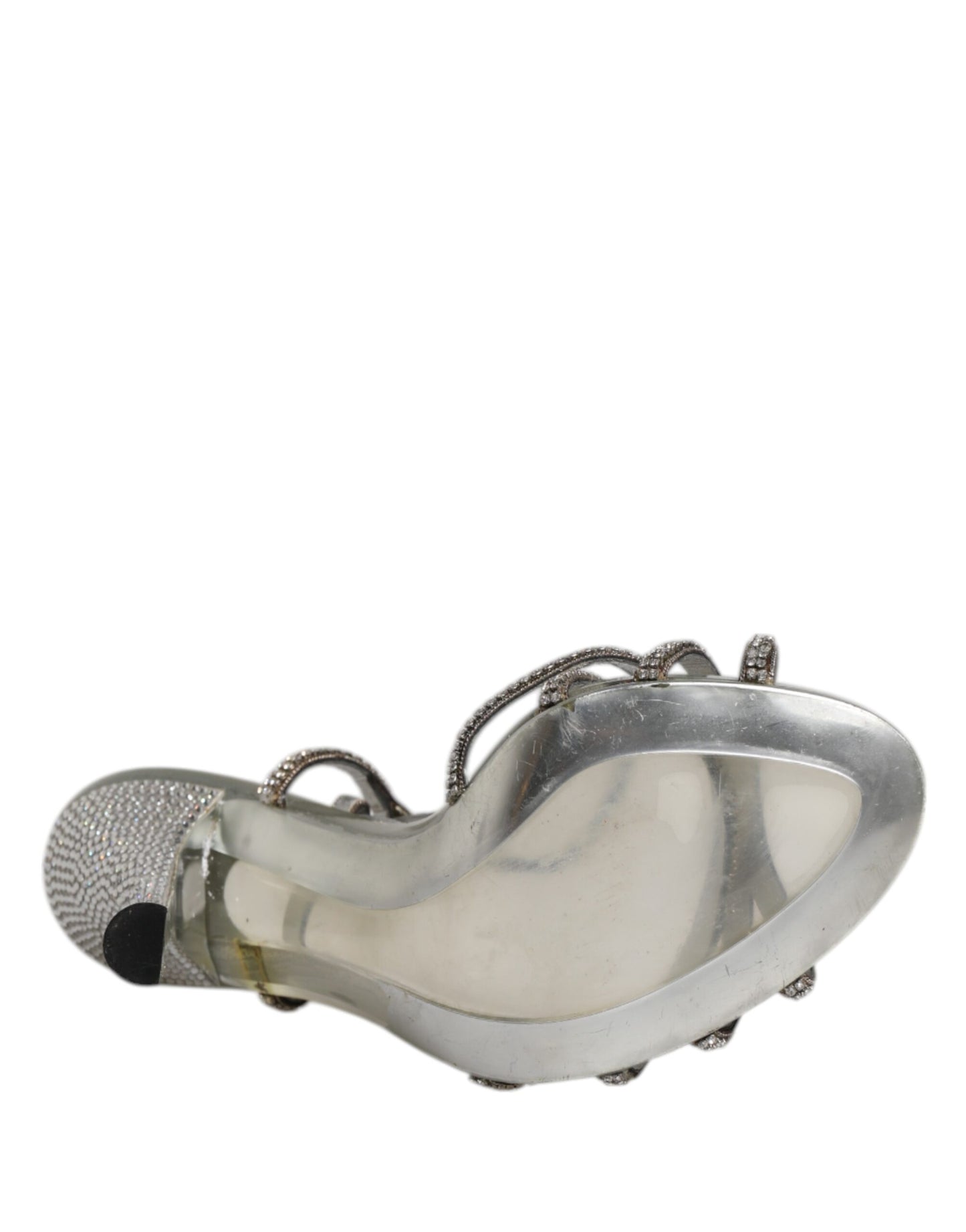 Dolce & Gabbana Silber Strass Knöchelriemen Heels Sandalen Schuhe