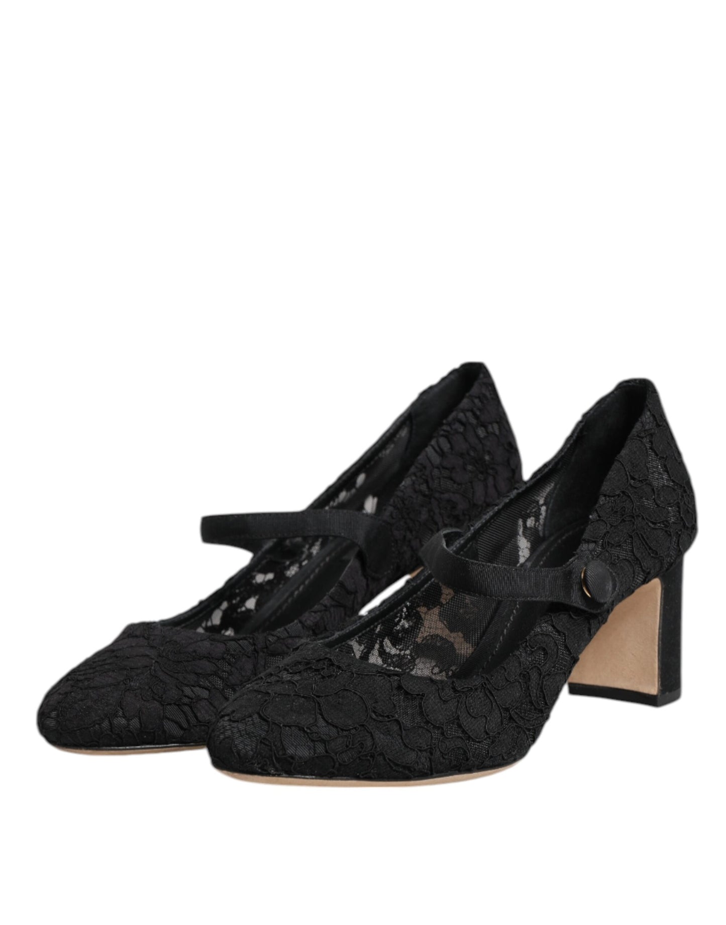 Dolce & Gabbana Schwarz Mary Jane Taormina Spitze Pumps Schuhe