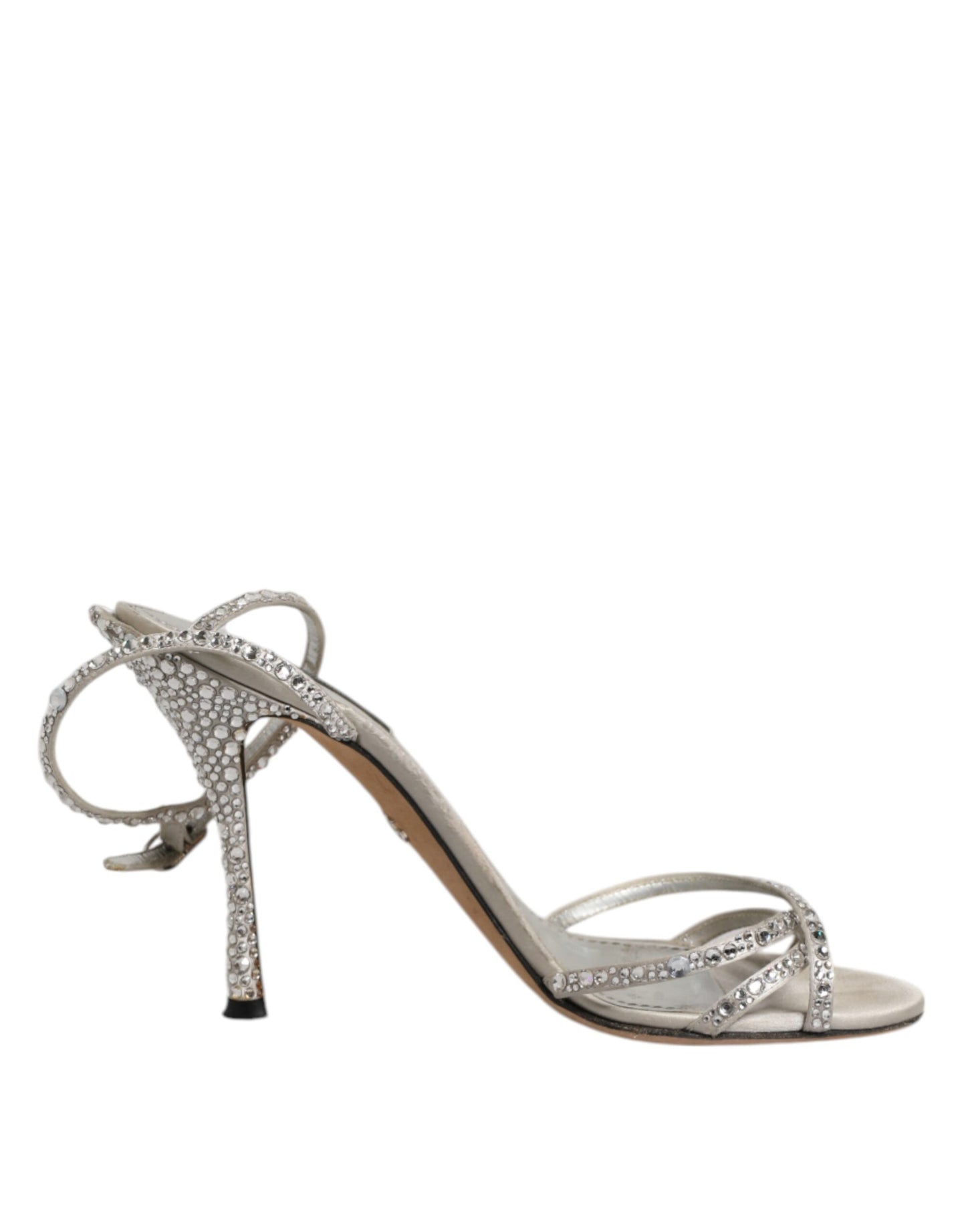 Dolce & Gabbana Silberner Strass-Knöchelriemen KEIRA Sandalen Schuhe