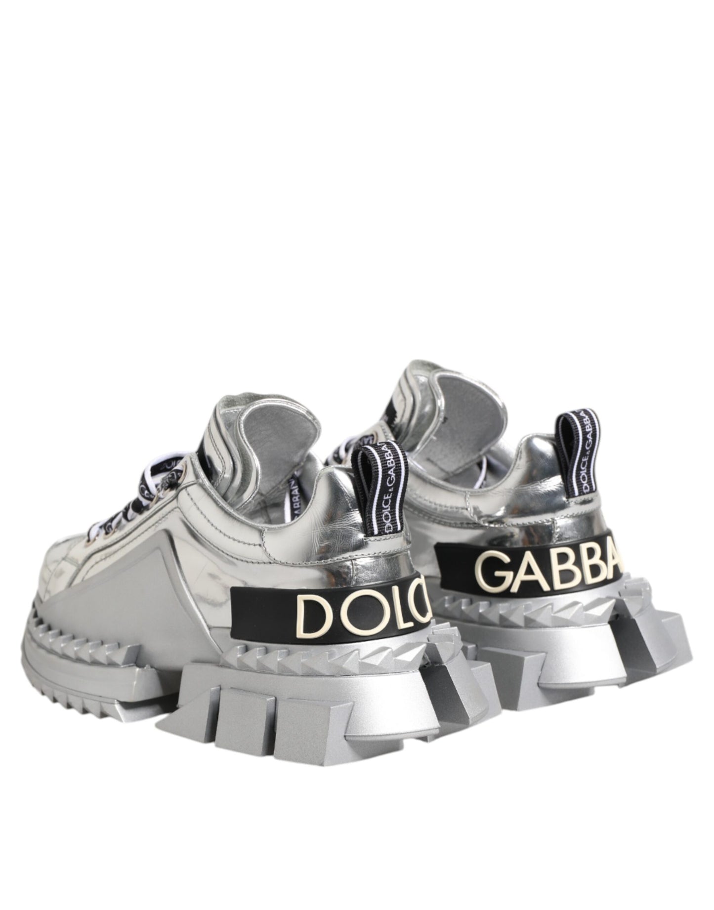 Dolce & Gabbana Silberne Leder Super Queen Sneakers Schuhe