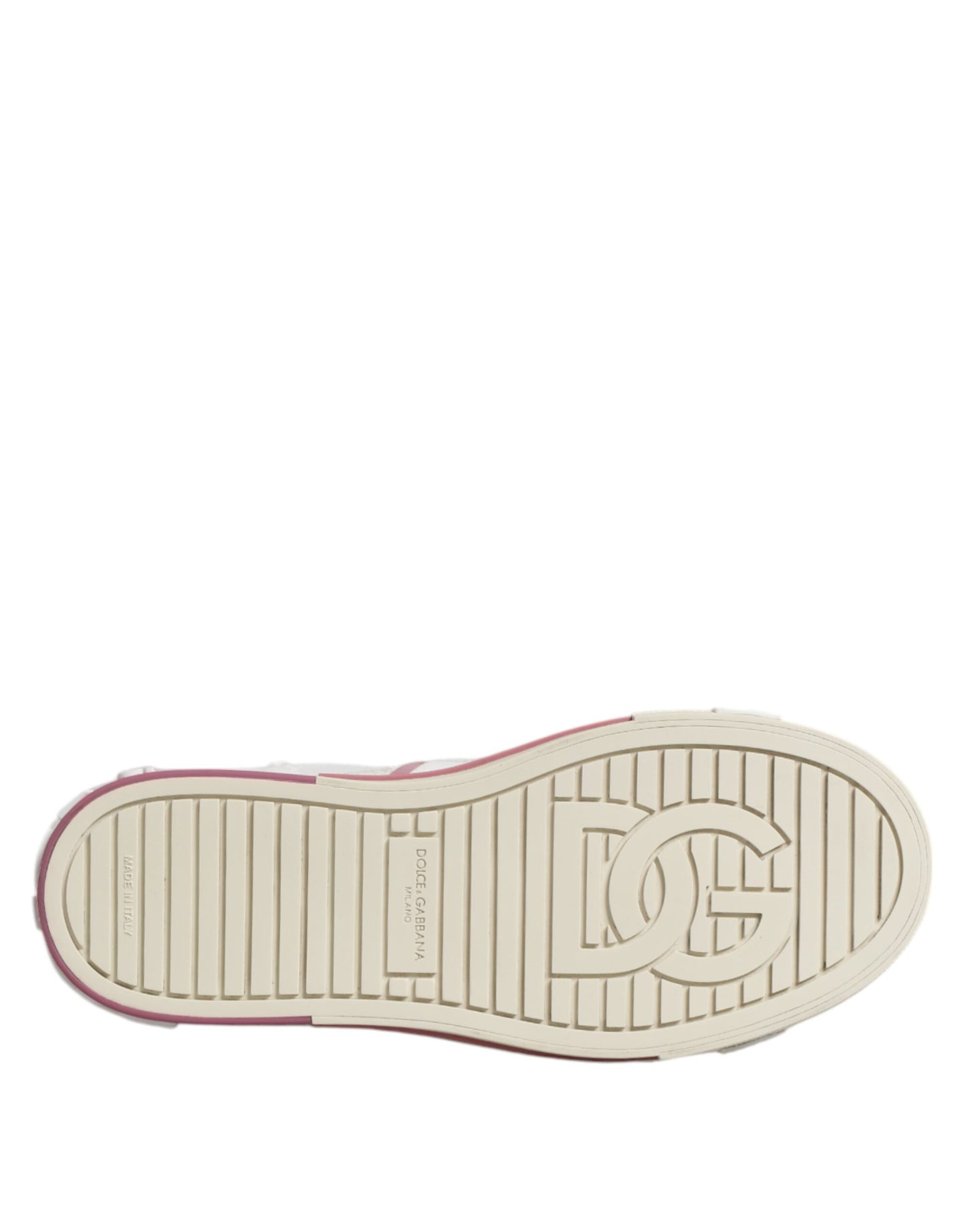 Dolce & Gabbana Weiß Rosa Leder Low Top Turnschuhe Schuhe