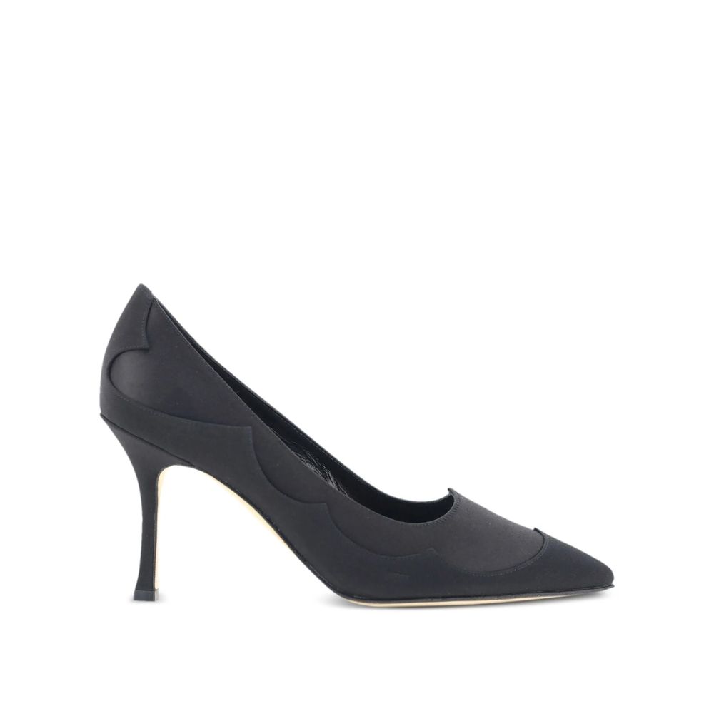 Manolo Blahnik Schwarze Seidenpumps mit hohem Absatz