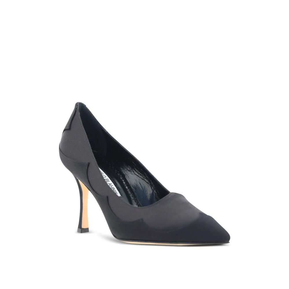Manolo Blahnik Schwarze Seidenpumps mit hohem Absatz